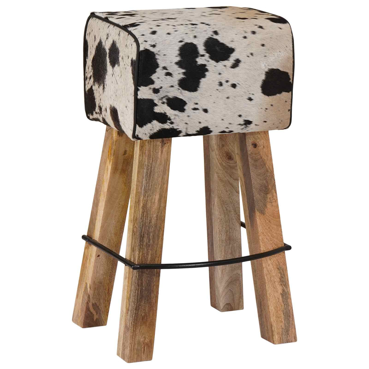 Bar Stool 2 pcs Black and White 44 x 33 x 74 cm Real Leather