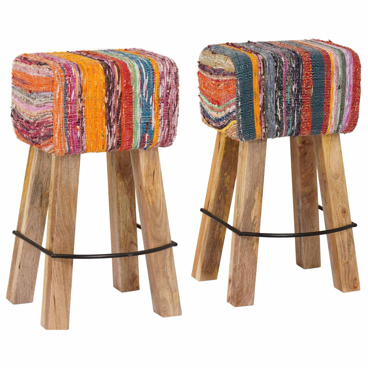 Bar Stool 2 pcs Multicolour 44 x 33 x 74 cm Real Leather