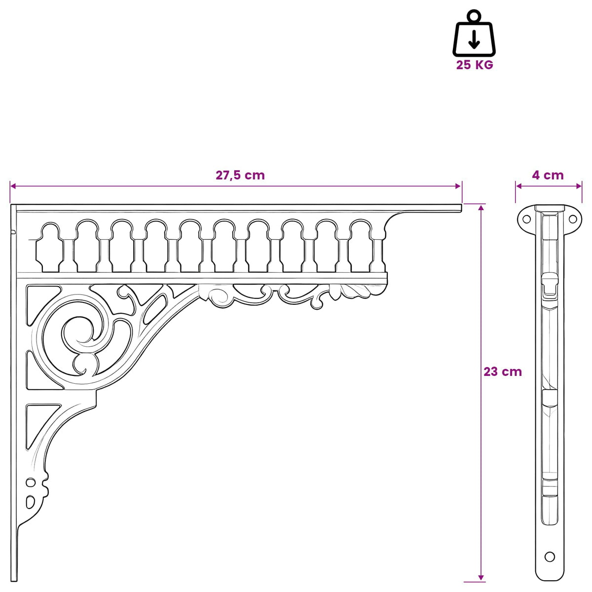 Wall Shelf Brackets 2 pcs Antique Brown 27.5 x 23 x 4 cm Steel