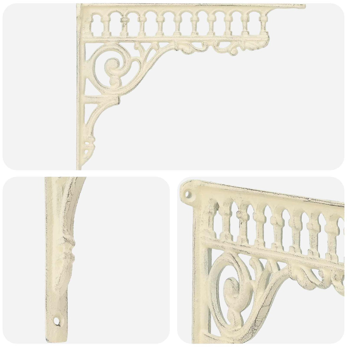 Wall Shelf Brackets 12 pcs Antique White 27.5 x 23 x 4 cm Steel