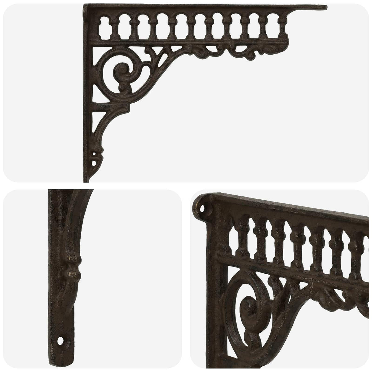 Wall Shelf Brackets 12 pcs Antique Brown 27.5 x 23 x 4 cm Steel