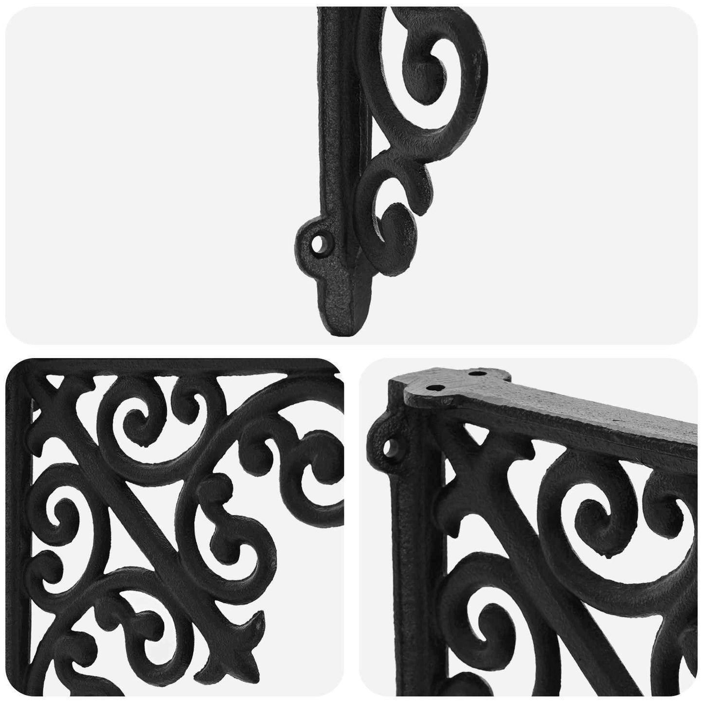 Wall Shelf Brackets 12 pcs Black 9.5 x 9.5 x 3 cm Steel