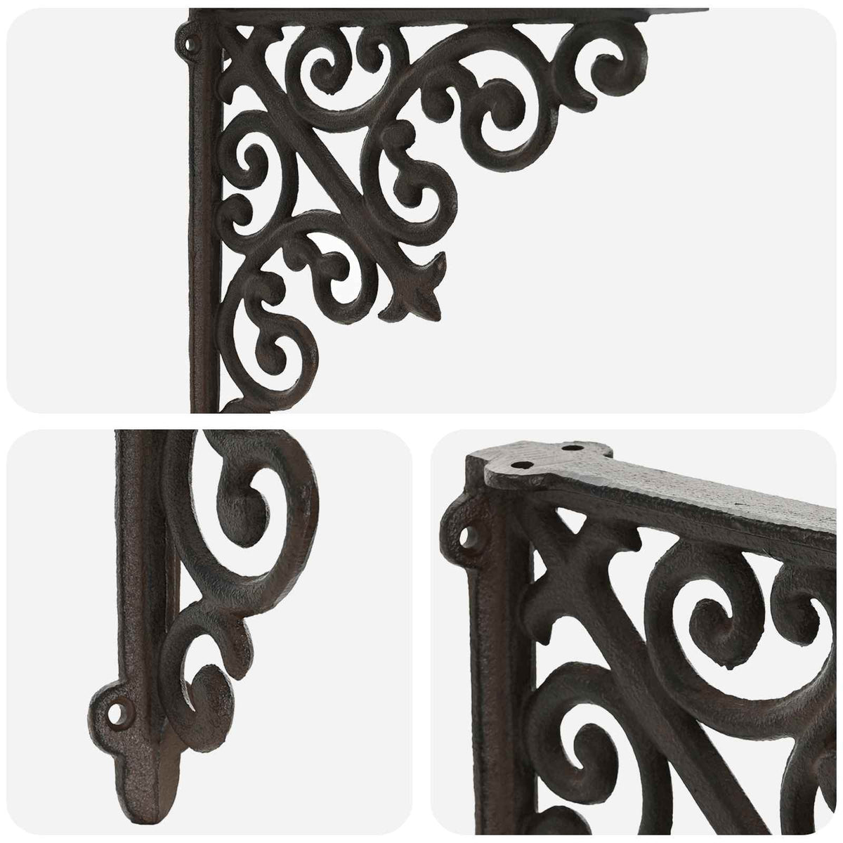 Wall Shelf Brackets 2 pcs Antique Brown 14 x 14 x 3.5 cm Steel