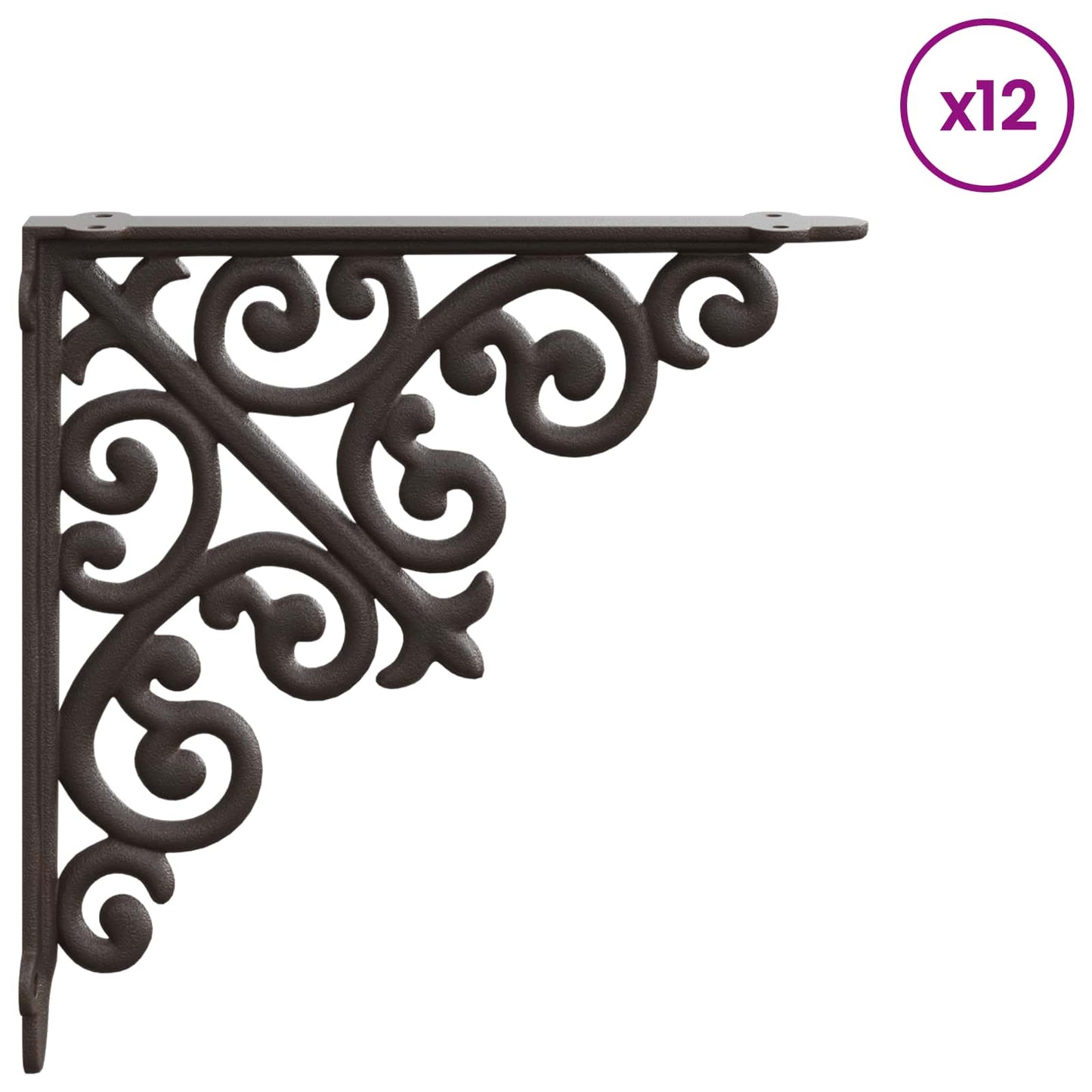 Wall Shelf Brackets 12 pcs Antique Brown 14 x 14 x 3.5 cm Steel