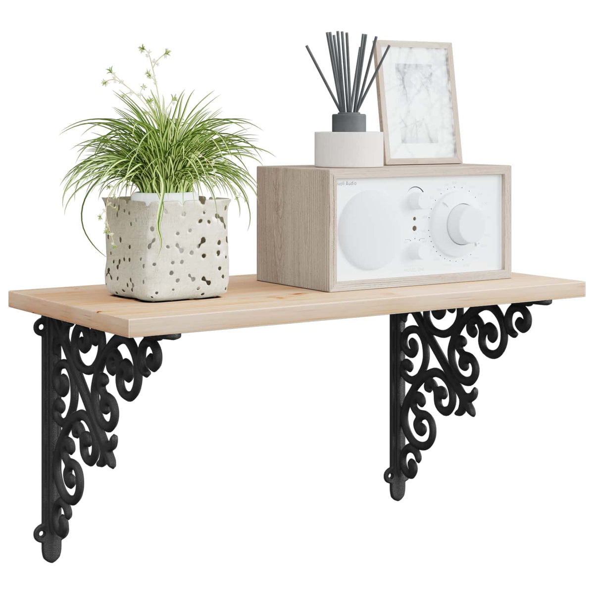 Wall Shelf Brackets 12 pcs Black 14 x 14 x 3.5 cm Steel