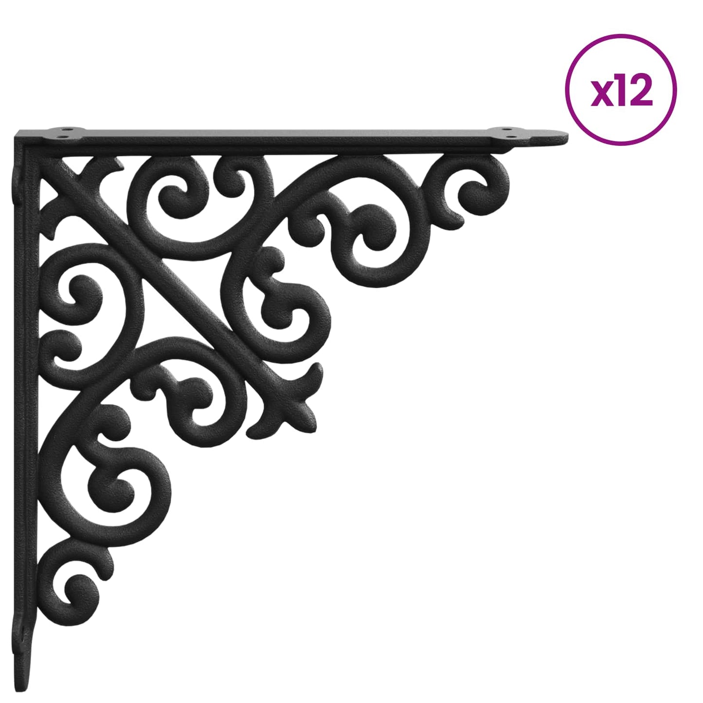 Wall Shelf Brackets 12 pcs Black 14 x 14 x 3.5 cm Steel