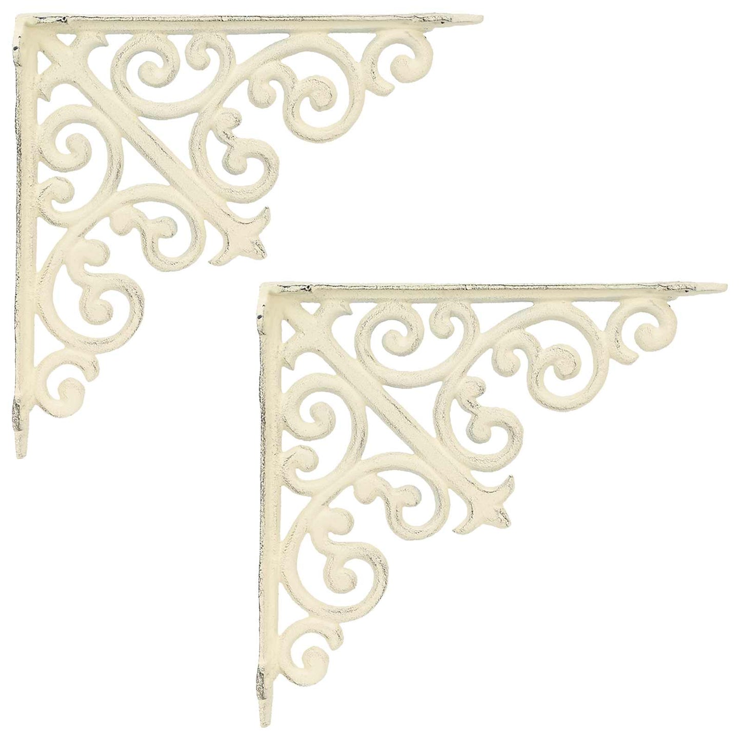 Wall Shelf Brackets 2 pcs Antique White 24 x 24 x 3.5 cm Steel