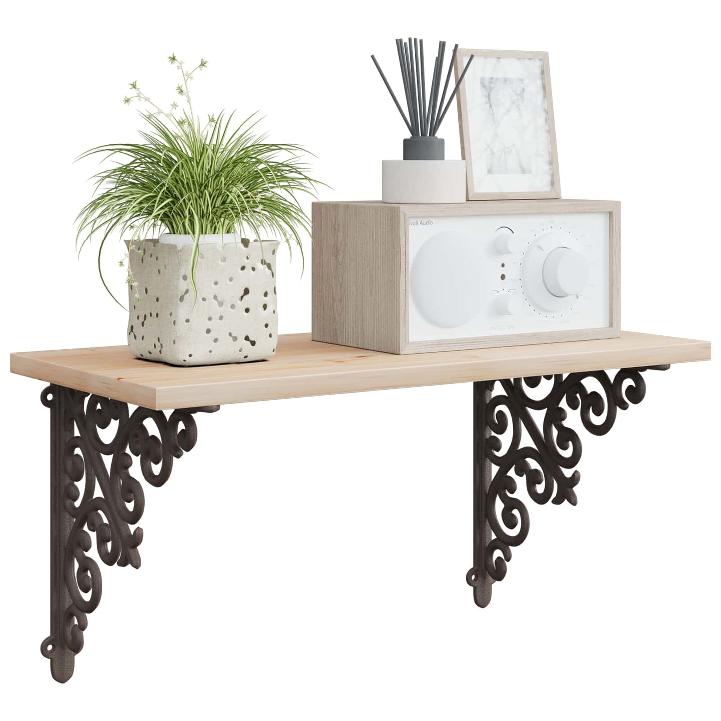 Wall Shelf Brackets 2 pcs Antique Brown 24 x 24 x 3.5 cm Steel