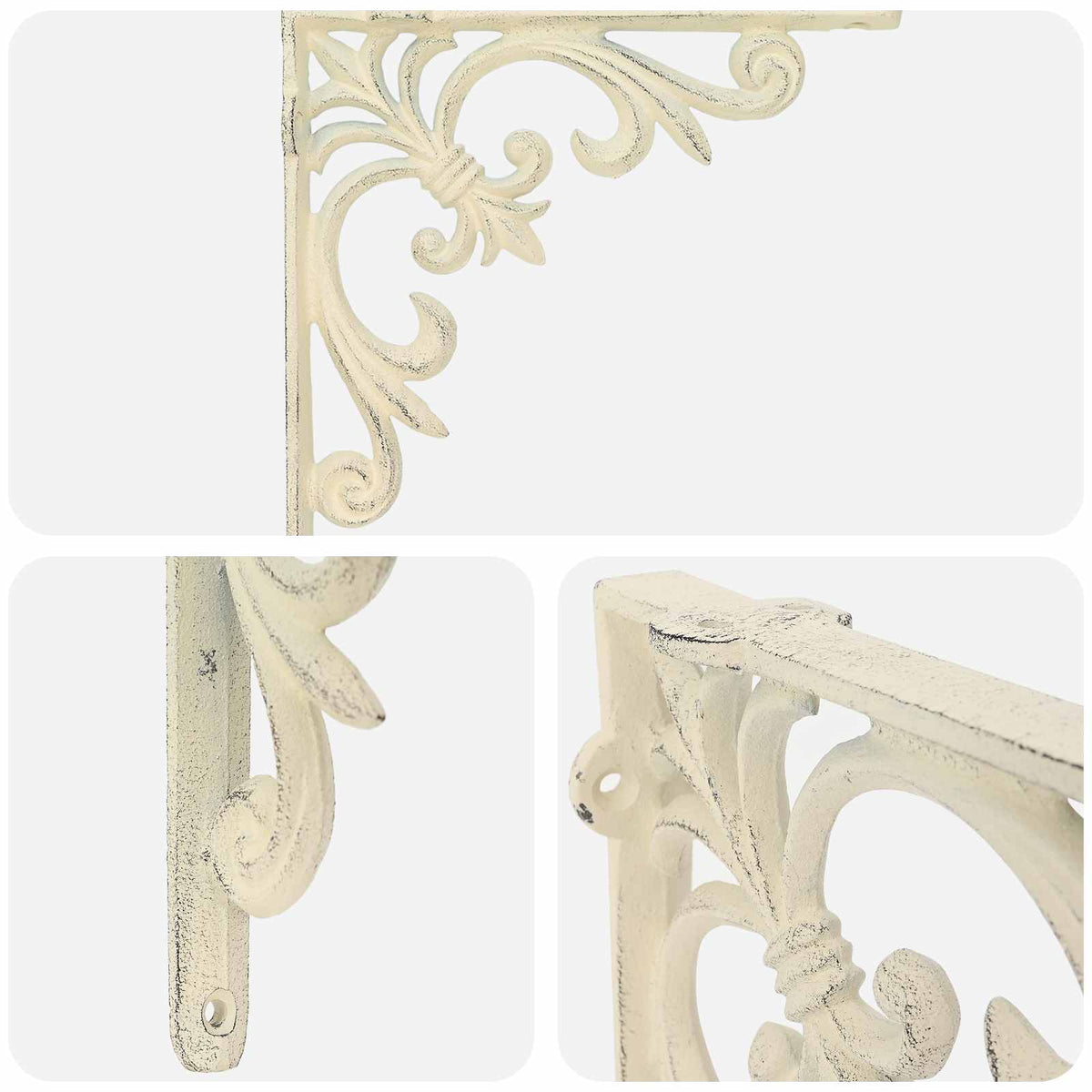 Wall Shelf Brackets 12 pcs Antique White 10 x 10 x 2.8 cm Steel