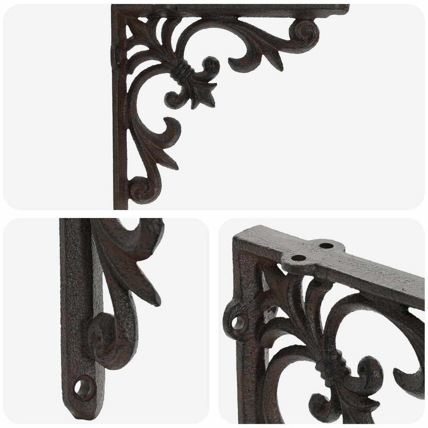 Wall Shelf Brackets 12 pcs Antique Brown 10 x 10 x 2.8 cm Steel