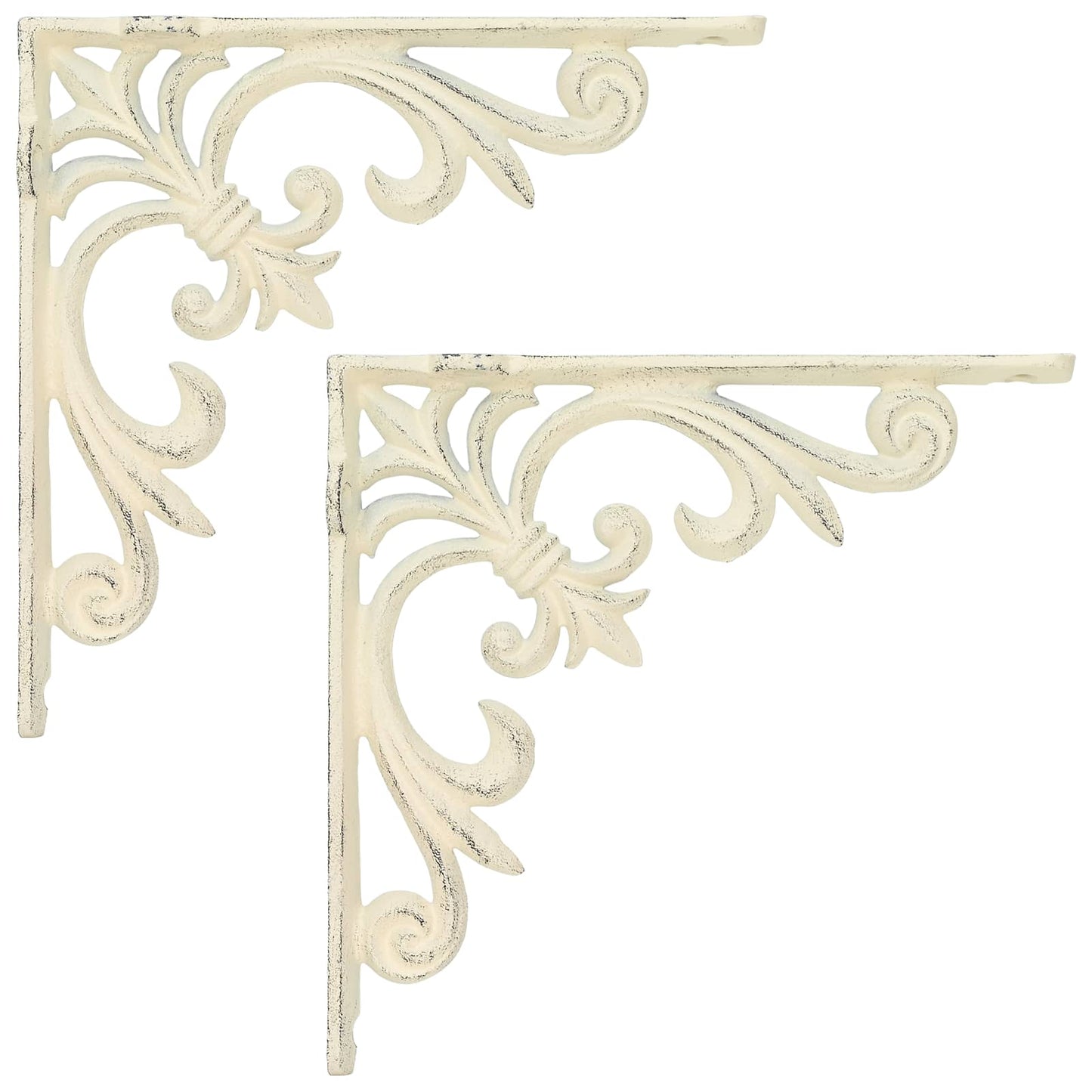Wall Shelf Brackets 2 pcs Antique White 14.5 x 14.5 x 3 cm
