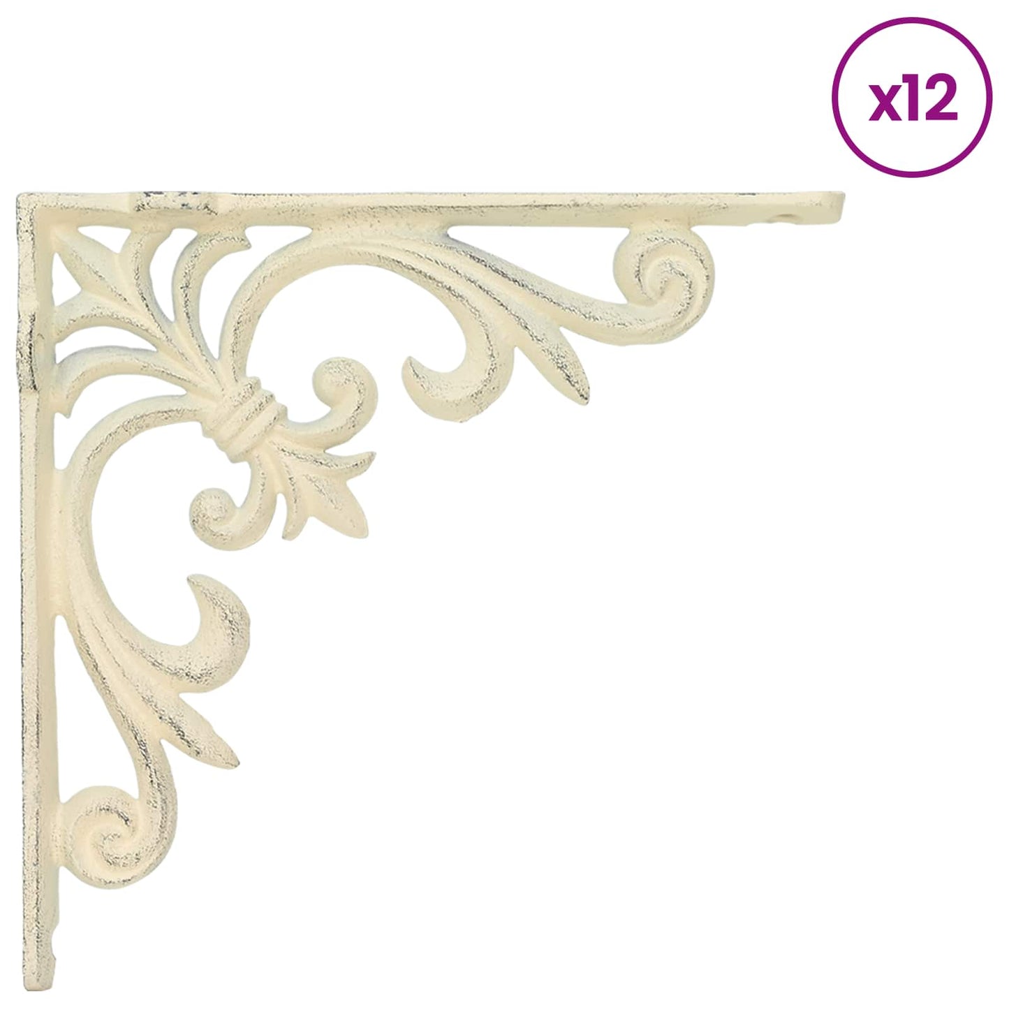 Wall Shelf Brackets 12 pcs Antique White 21.5 x 21.5 x 3.5 cm