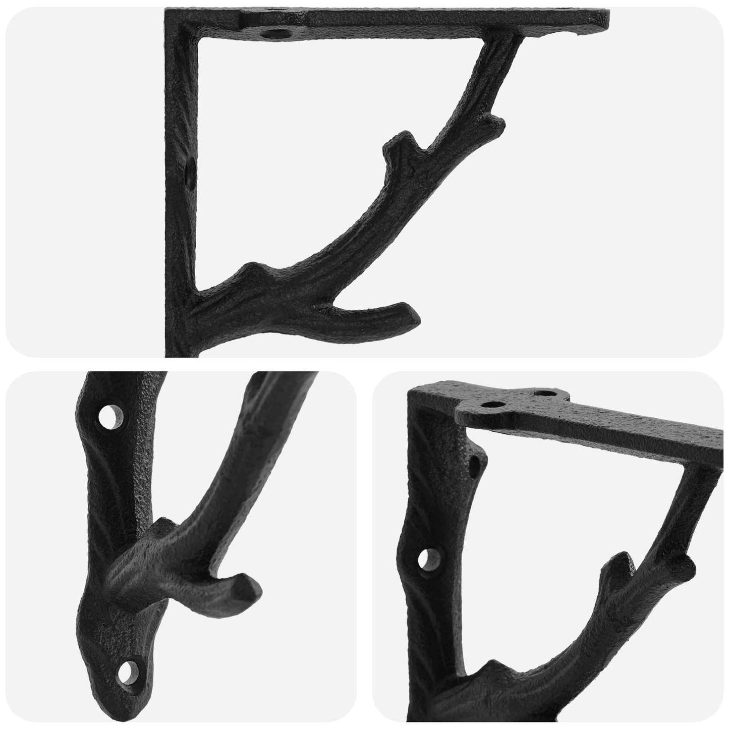 Wall Shelf Brackets 12 pcs Black 10 x 10 x 3 cm Steel