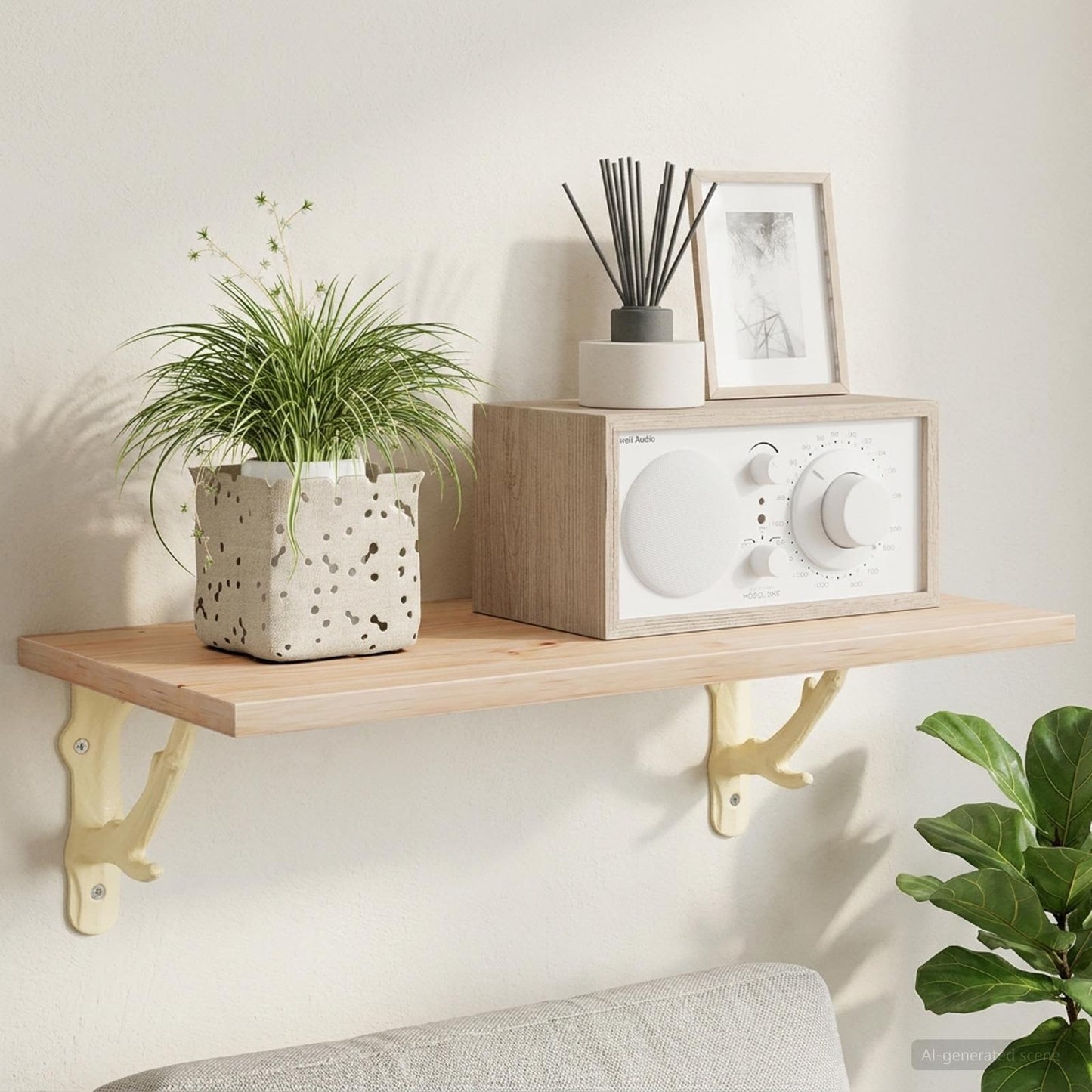 Wall Shelf Brackets 2 pcs Antique White 14 x 14 x 4 cm Steel