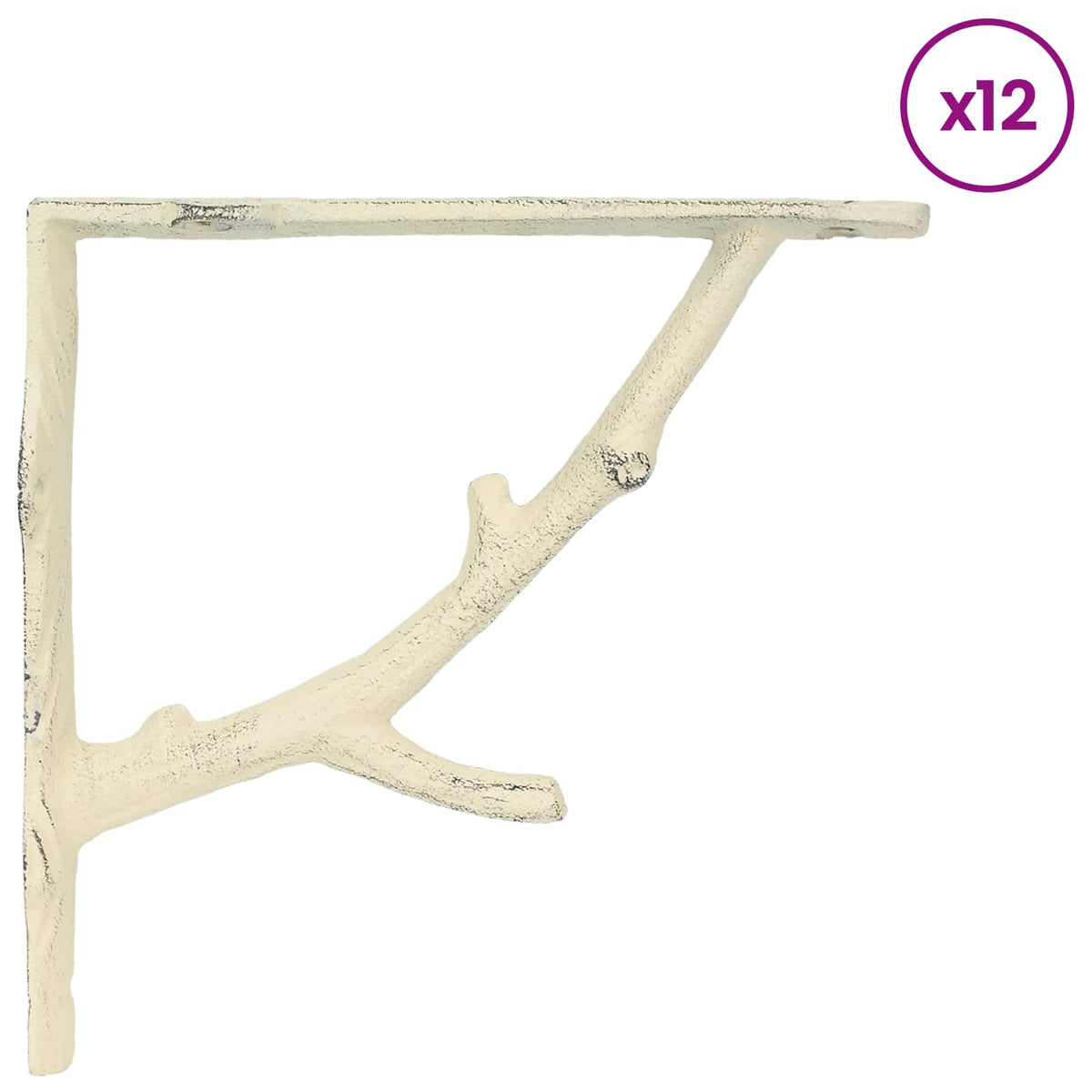 Wall Shelf Brackets 12 pcs Antique White 14 x 14 x 4 cm Steel