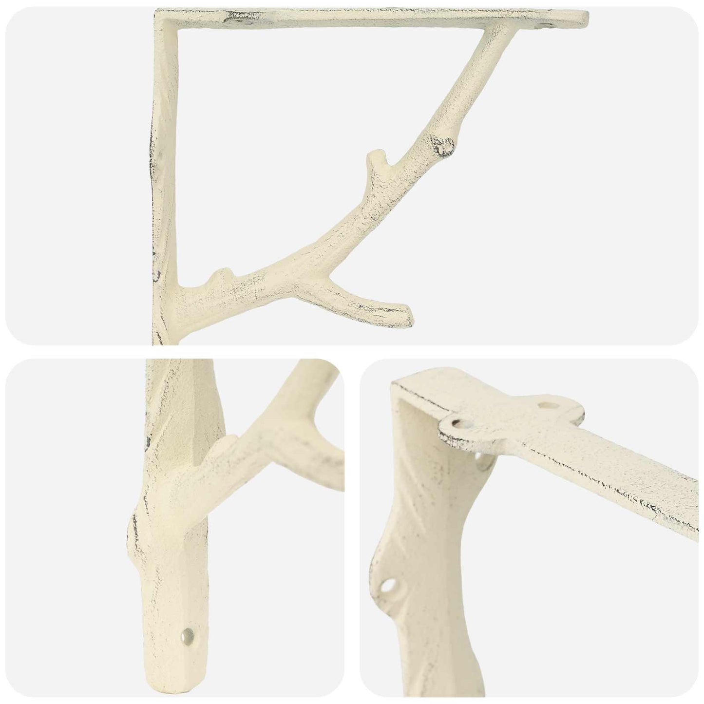 Wall Shelf Brackets 2 pcs Antique White 21.5 x 21.5 x 3.5 cm