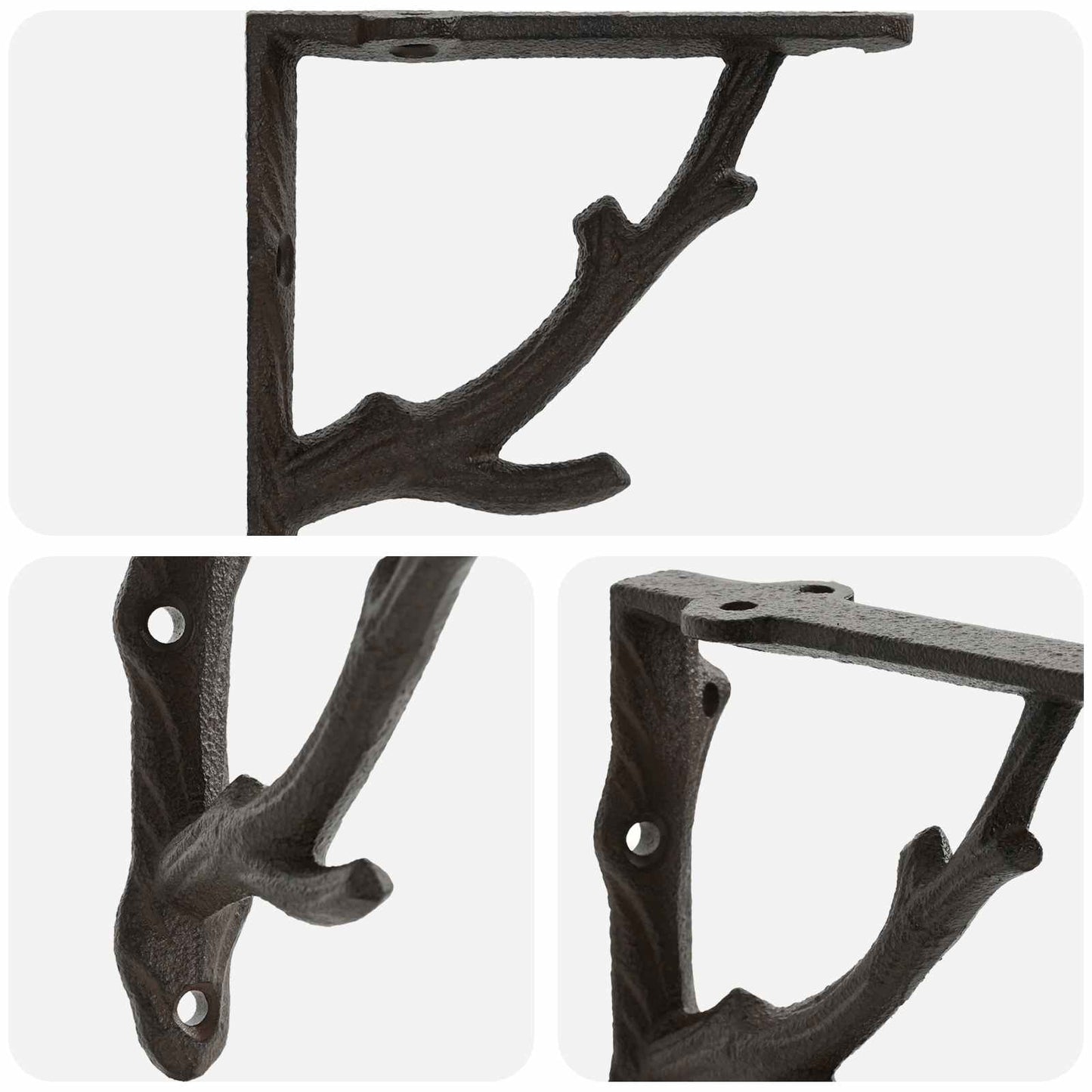 Wall Shelf Brackets 2 pcs Antique Brown 21.5 x 21.5 x 3.5 cm