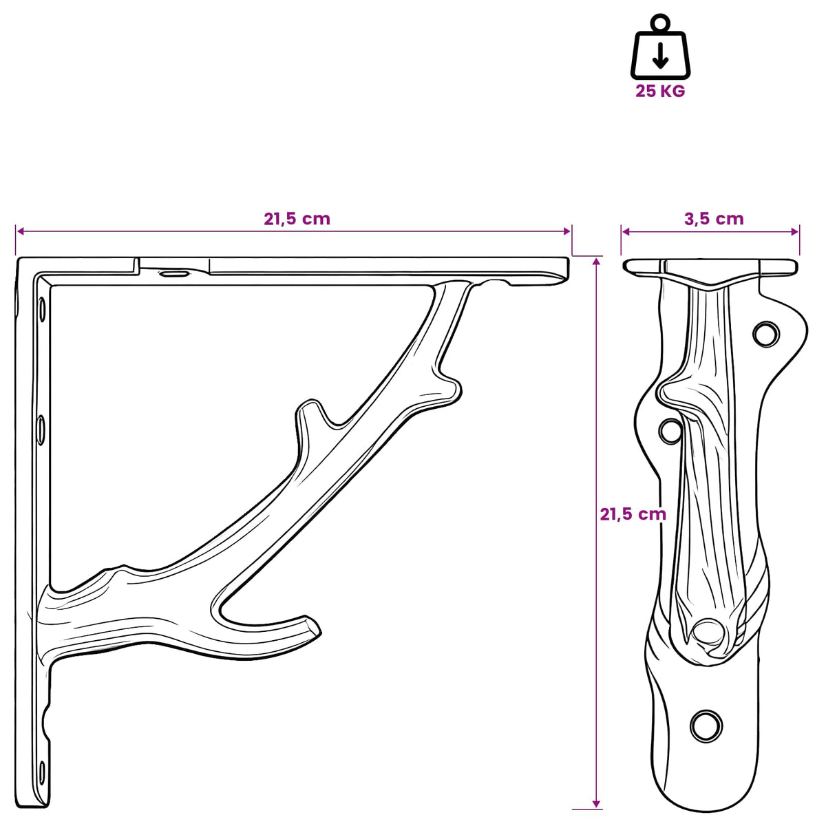 Wall Shelf Brackets 2 pcs Antique Brown 21.5 x 21.5 x 3.5 cm
