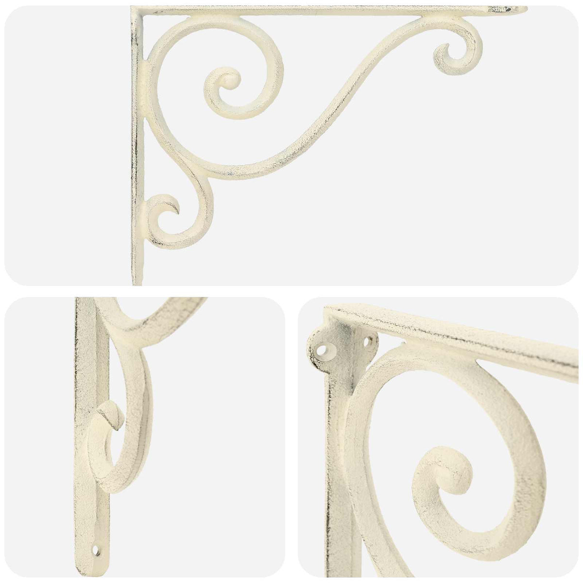 Wall Shelf Brackets 2 pcs Antique White 12 x 14 x 3 cm Steel