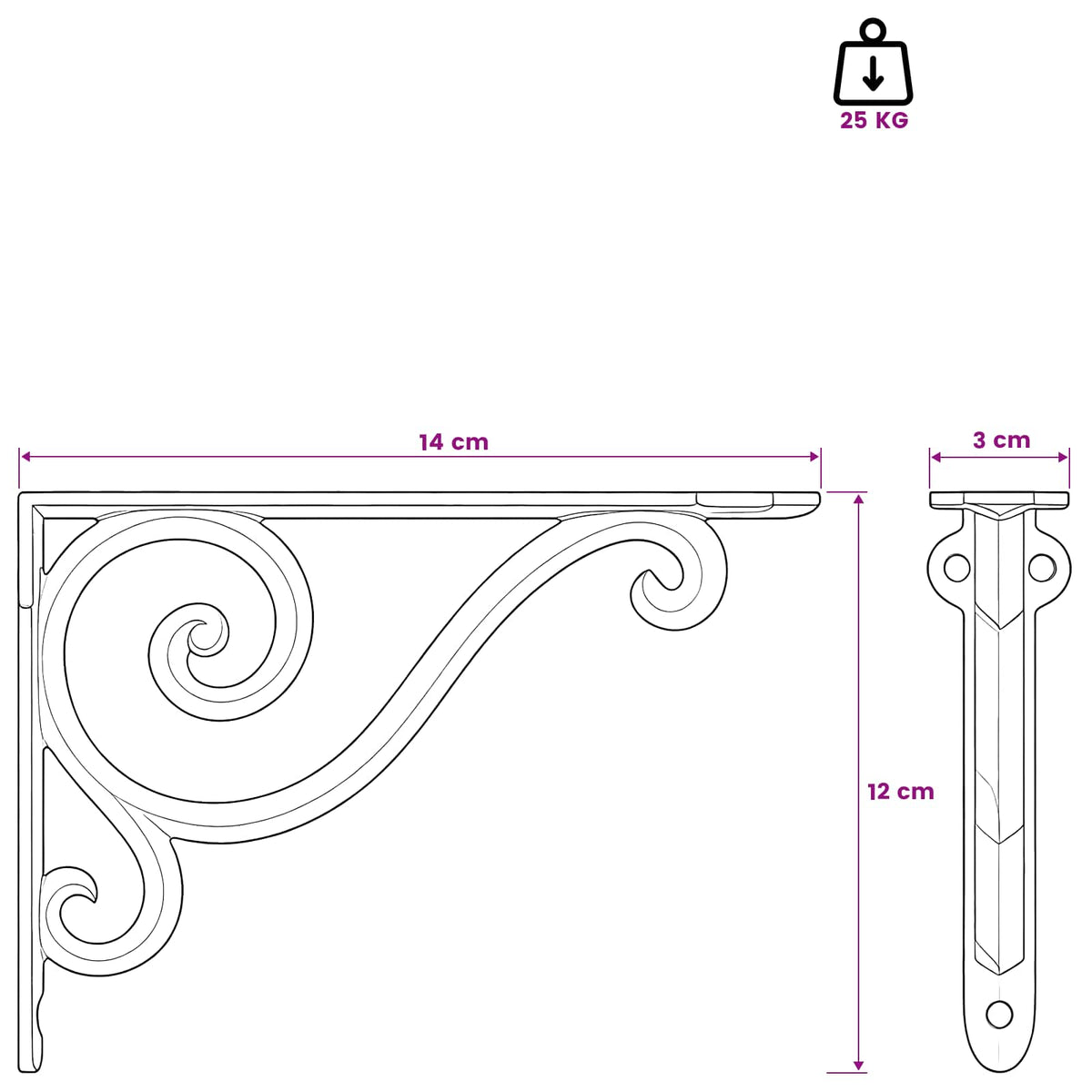 Wall Shelf Brackets 2 pcs Antique Brown 12 x 14 x 3 cm Steel
