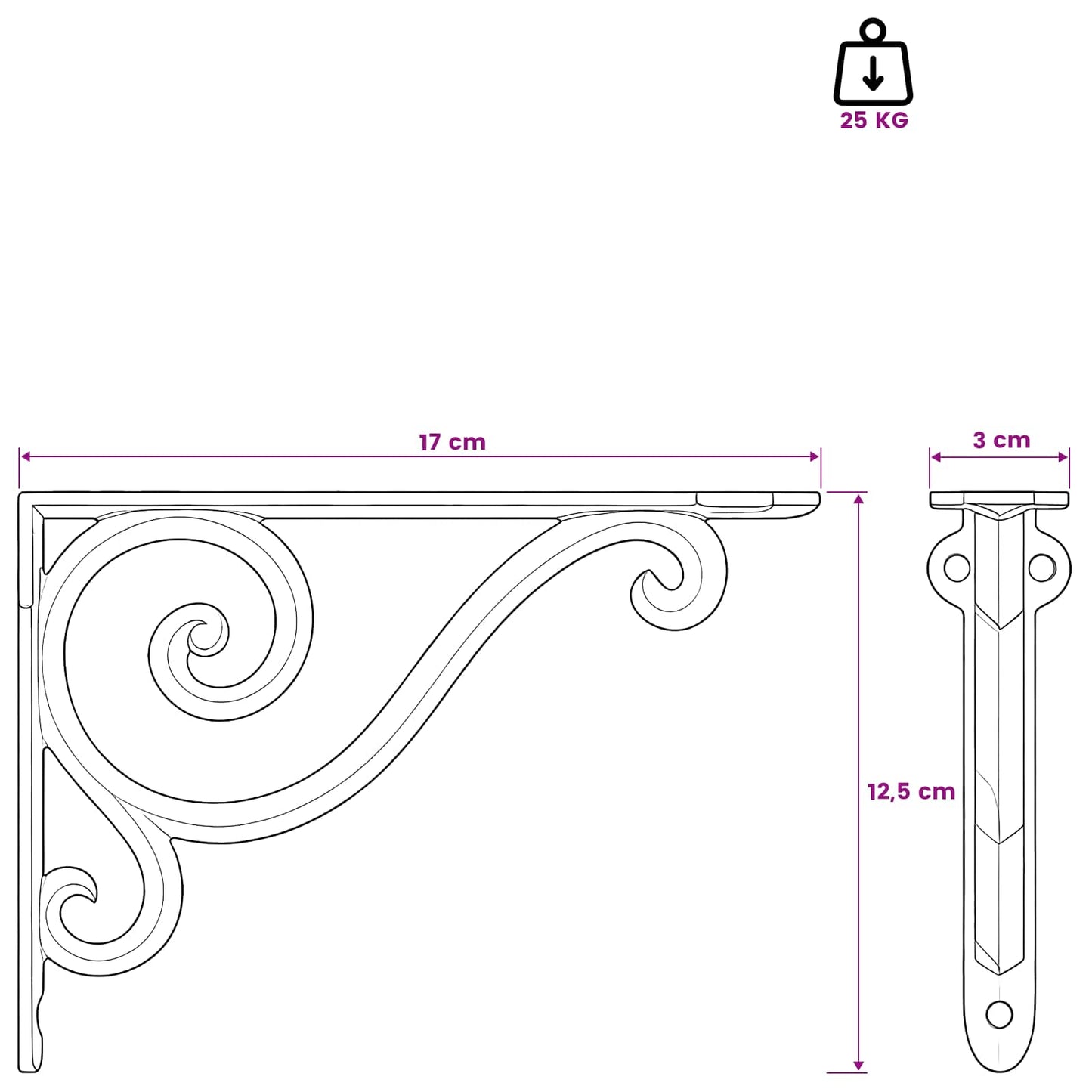 Wall Shelf Brackets 2 pcs Antique White 12.5 x 17 x 3 cm Steel