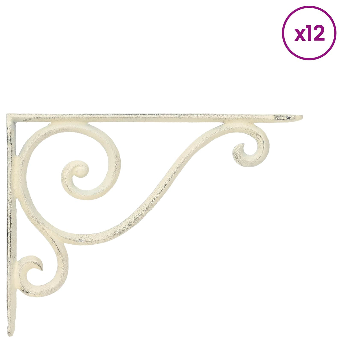 Wall Shelf Brackets 12 pcs Antique White 12.5 x 17 x 3 cm Steel