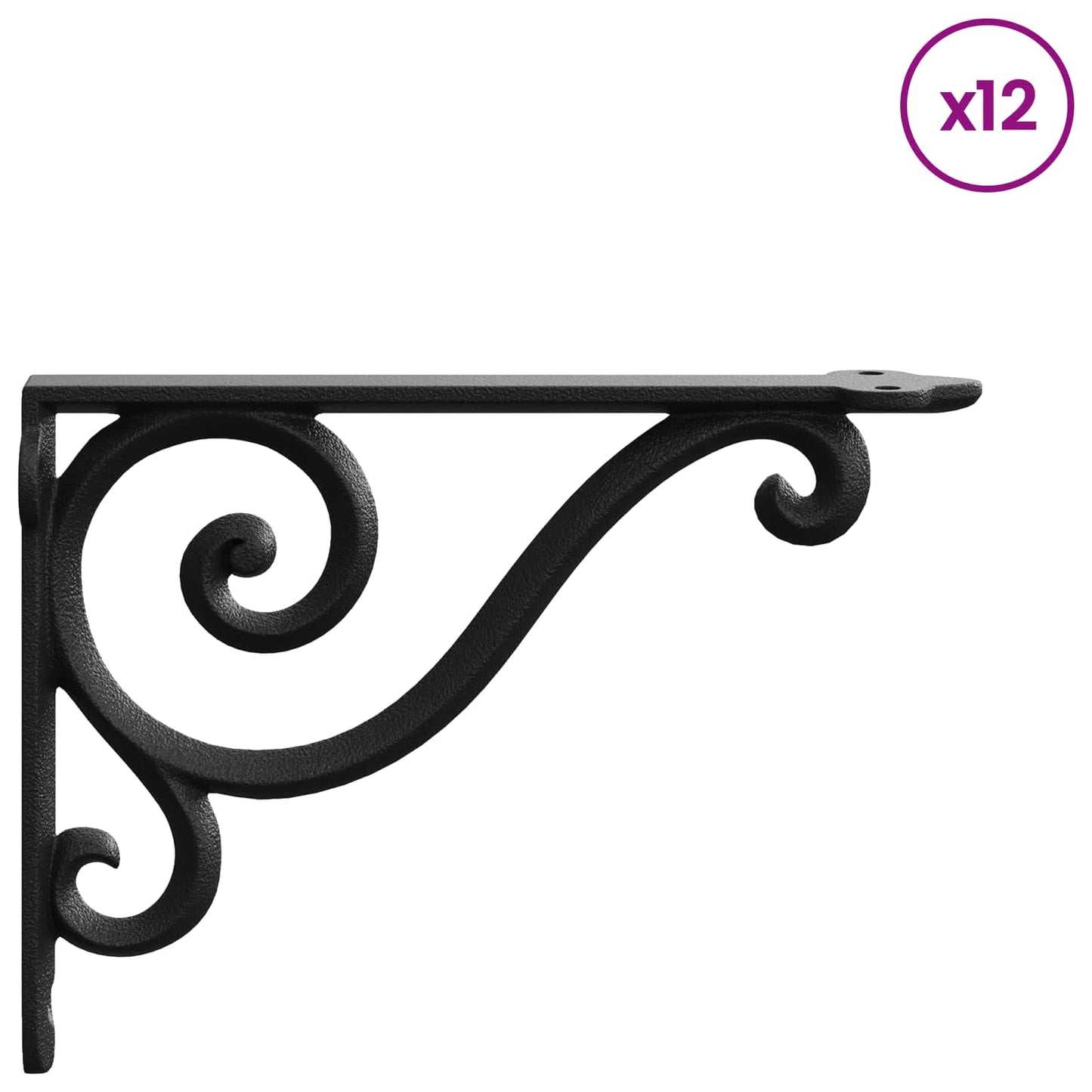 Wall Shelf Brackets 12 pcs Black 12.5 x 17 x 3 cm Steel