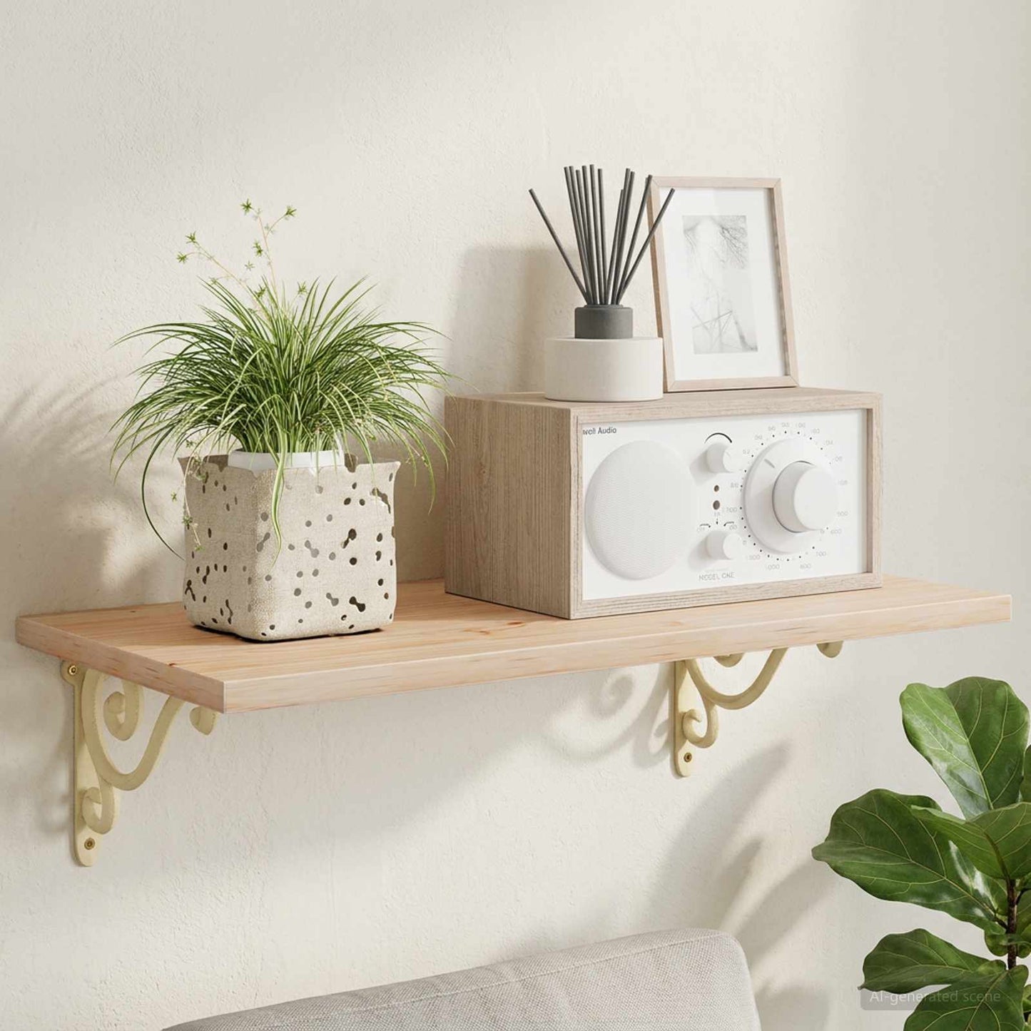 Wall Shelf Brackets 2 pcs Antique White 23.5 x 28 x 3.5 cm