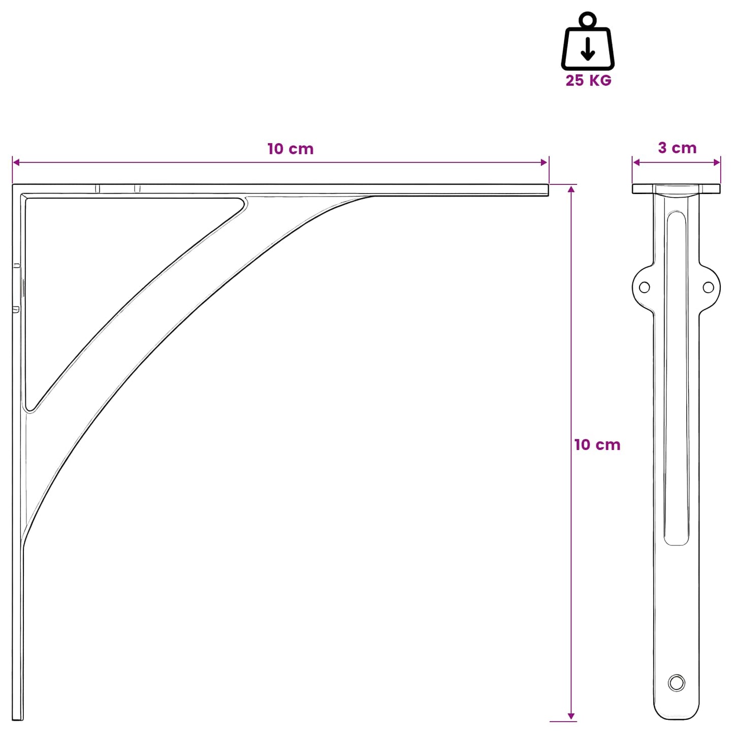 Wall Shelf Brackets 12 pcs Antique White 10 x 10 x 3 cm Steel