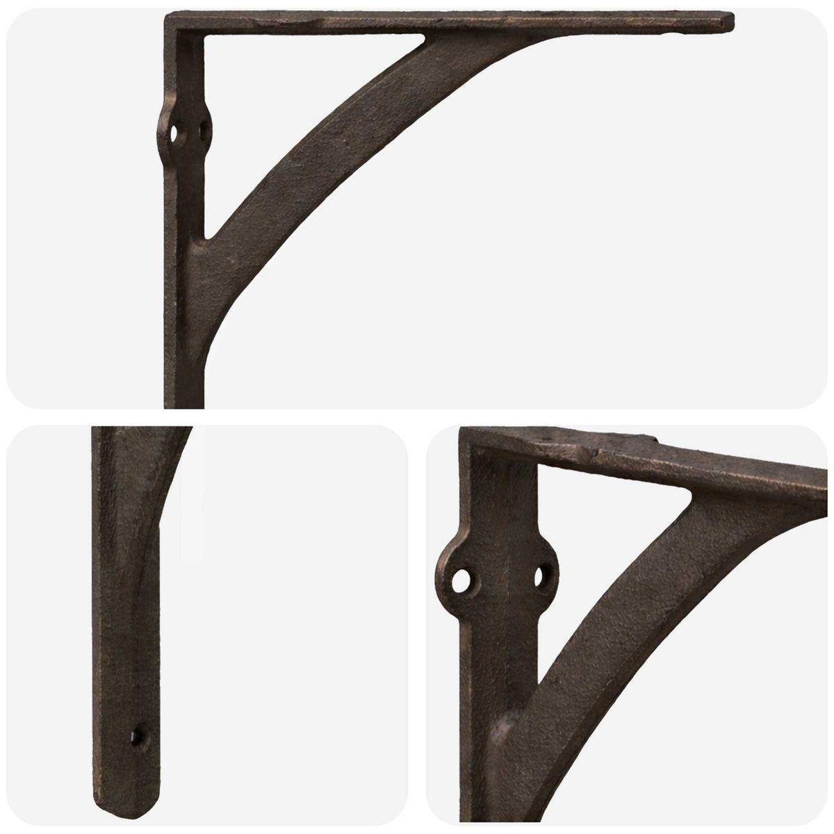 Wall Shelf Brackets 12 pcs Antique Brown 10 x 10 x 3 cm Steel