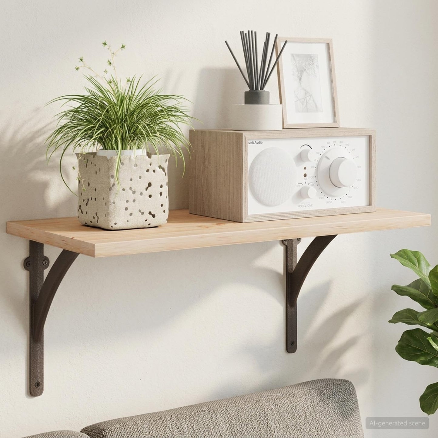 Wall Shelf Brackets 2 pcs Antique Brown 14.5 x 14.5 x 3.5 cm