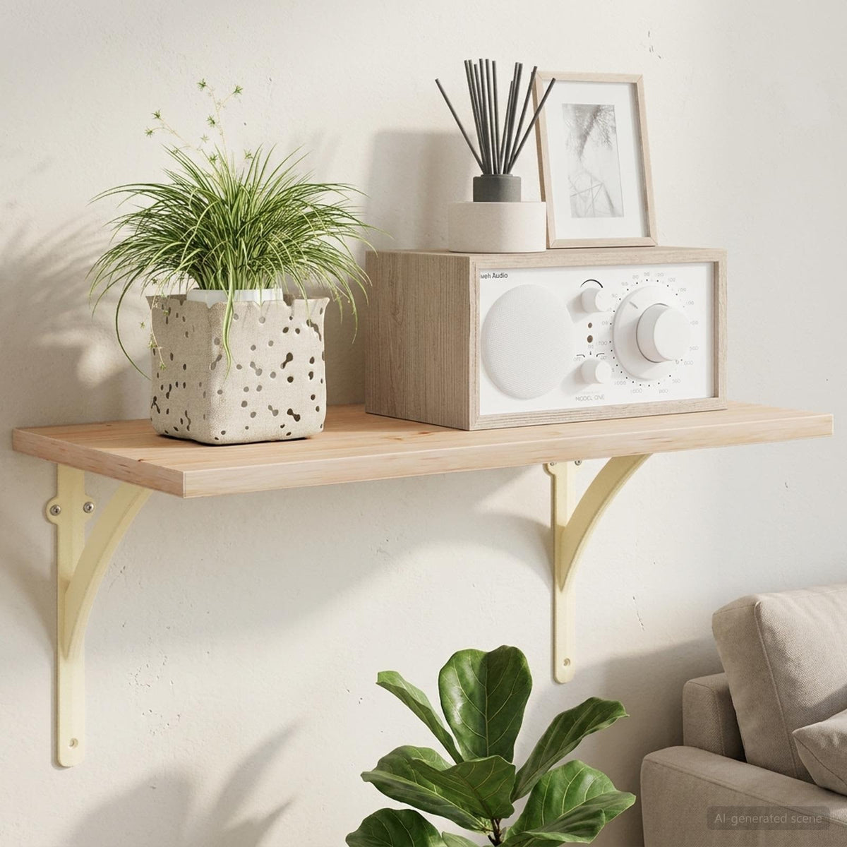 Wall Shelf Brackets 2 pcs Antique White 21 x 21 x 3.5 cm Steel