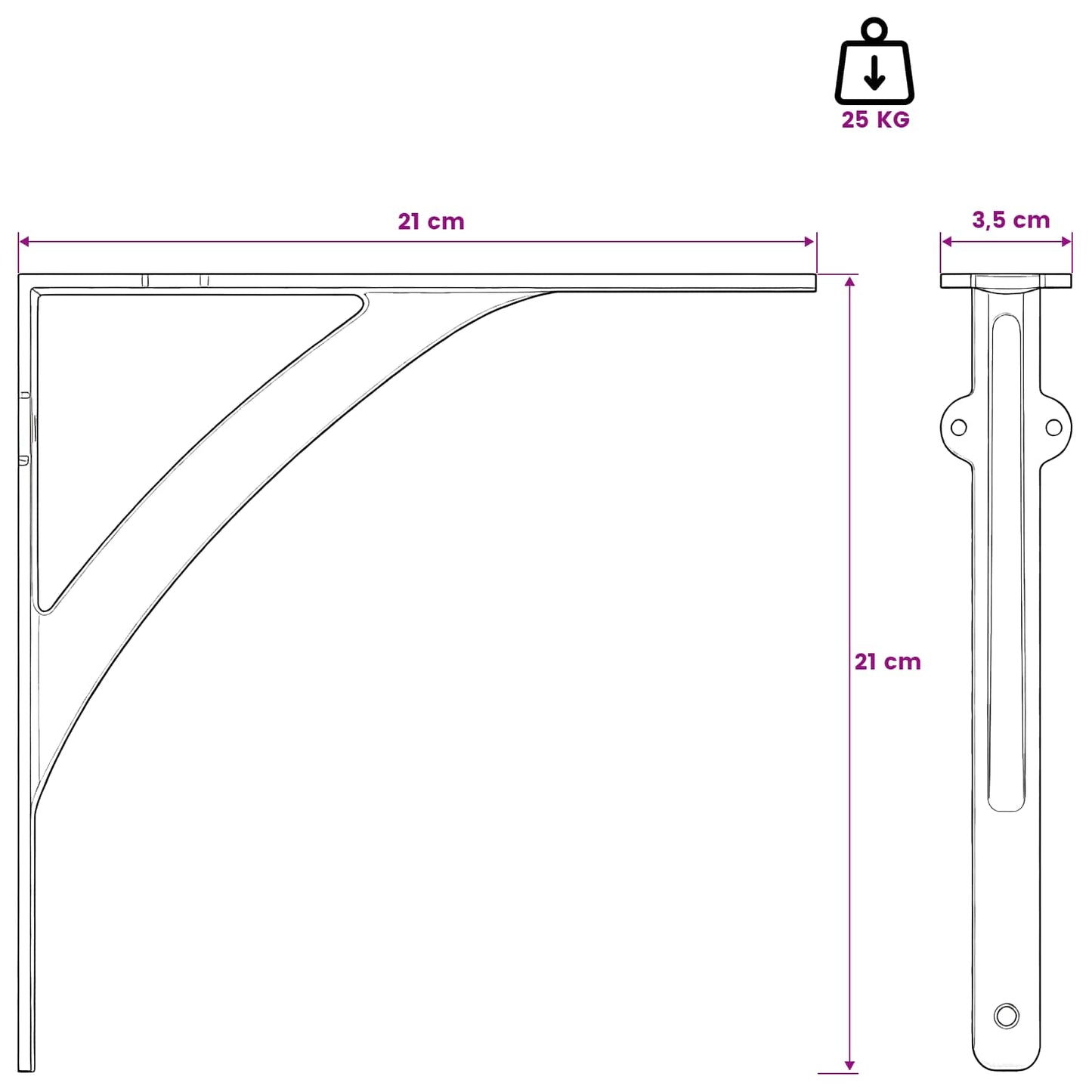 Wall Shelf Brackets 2 pcs Antique White 21 x 21 x 3.5 cm Steel