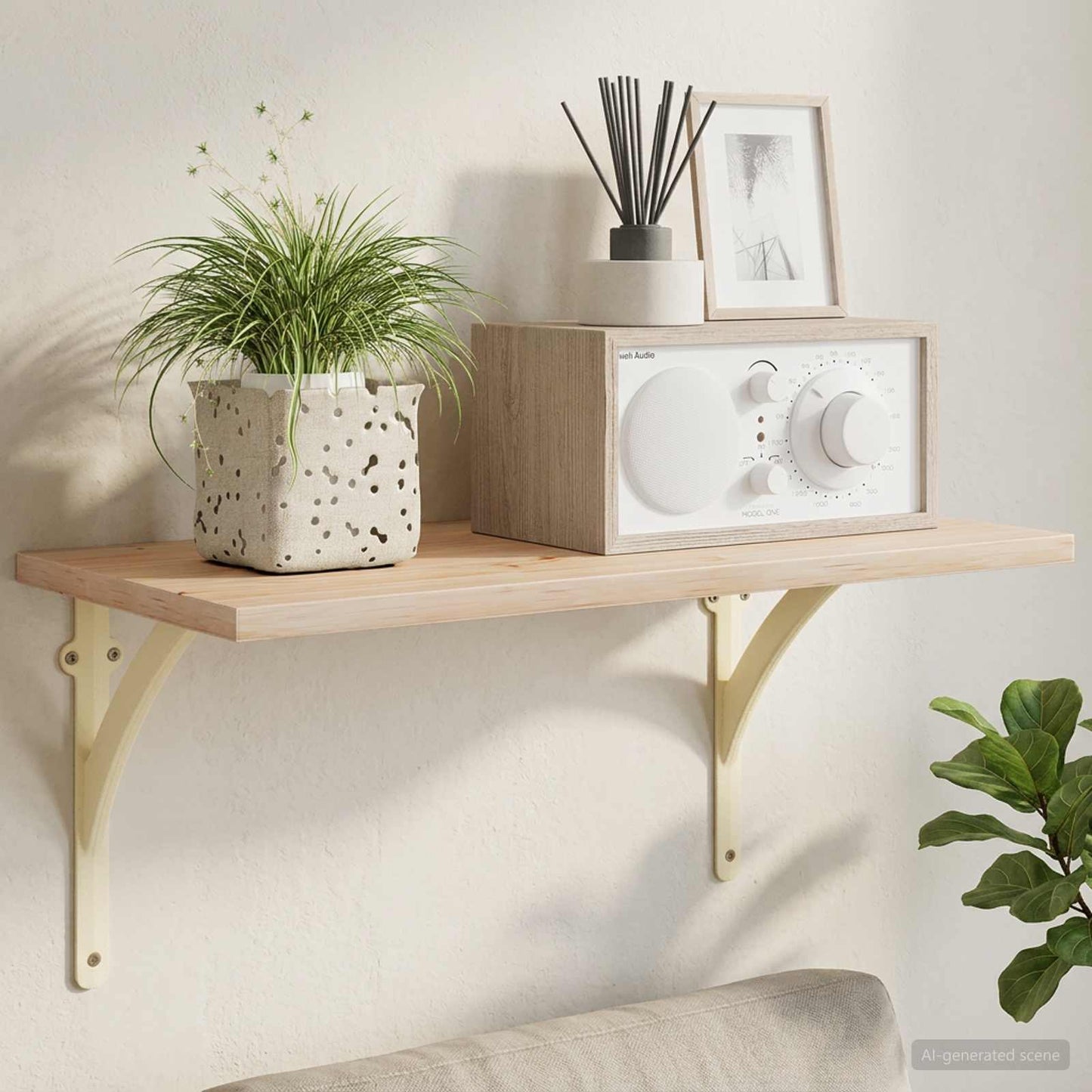 Wall Shelf Brackets 12 pcs Antique White 21 x 21 x 3.5 cm Steel
