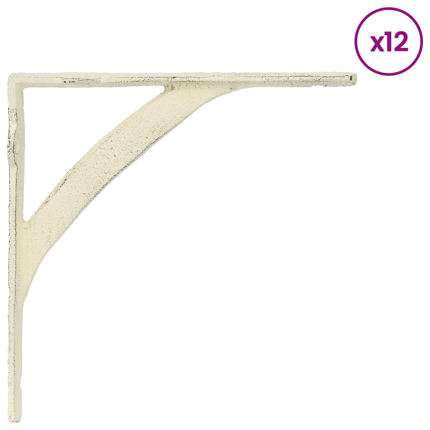 Wall Shelf Brackets 12 pcs Antique White 21 x 21 x 3.5 cm Steel