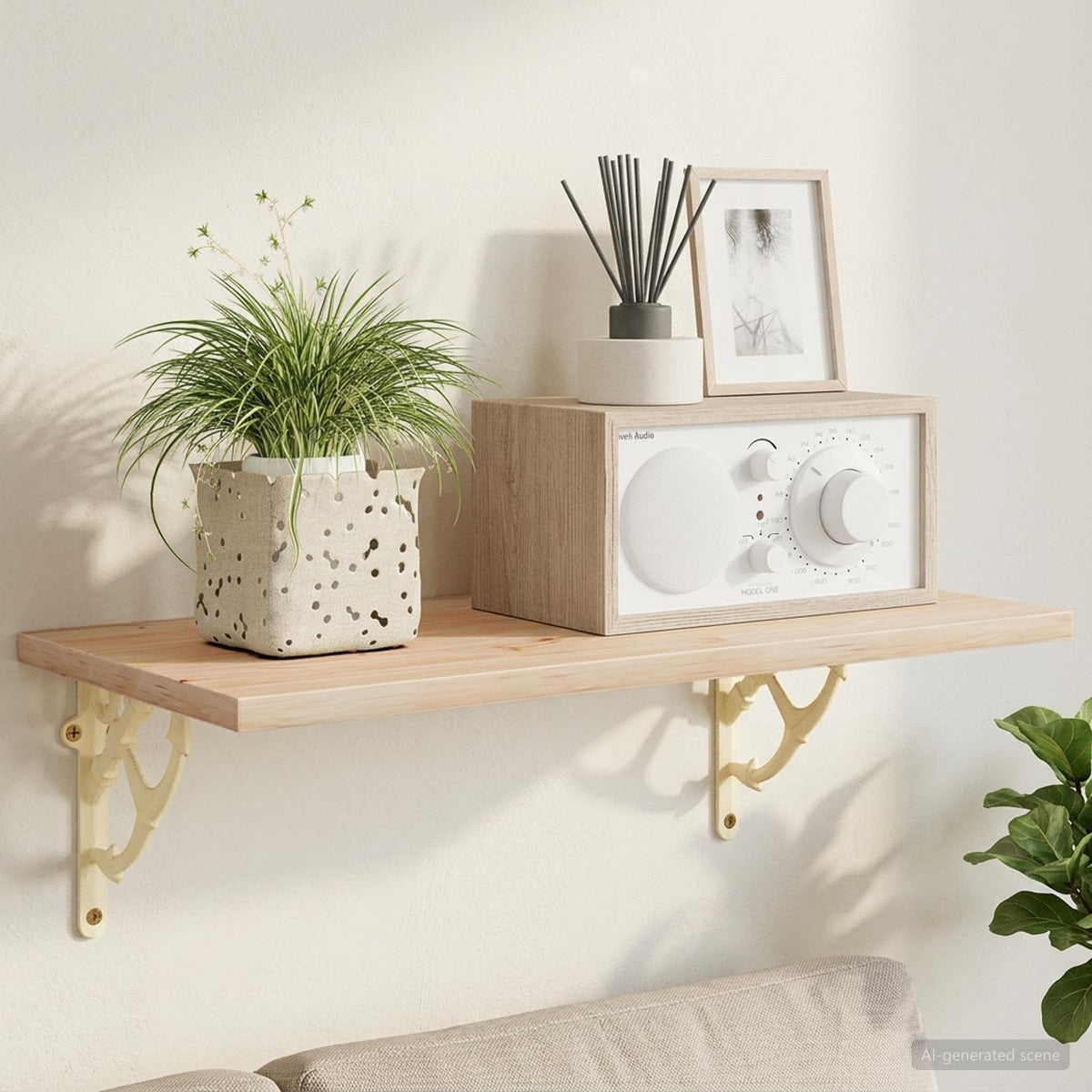 Wall Shelf Brackets 2 pcs Antique White 14.5 x 14.5 x 3.5 cm