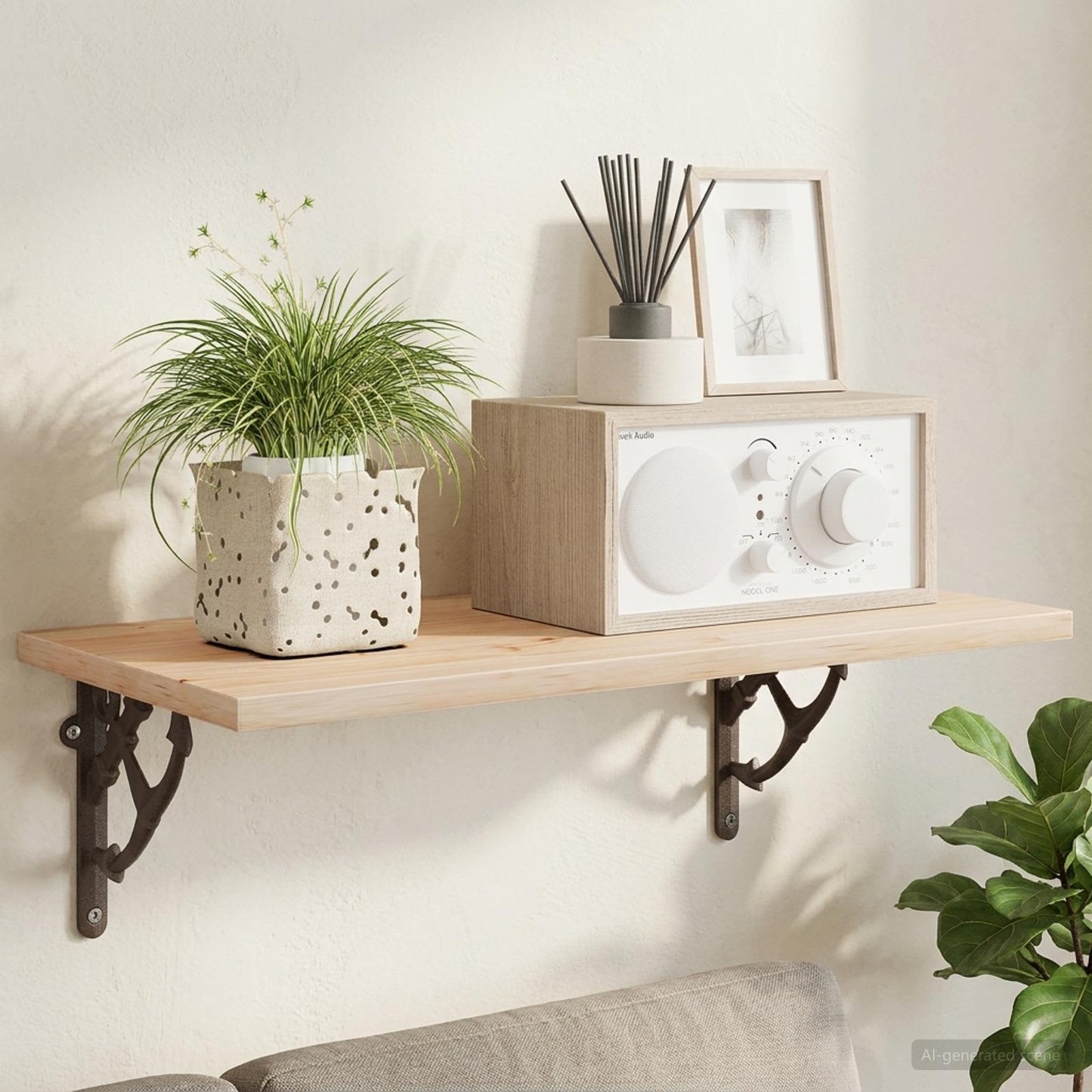 Wall Shelf Brackets 2 pcs Antique Brown 14.5 x 14.5 x 3.5 cm