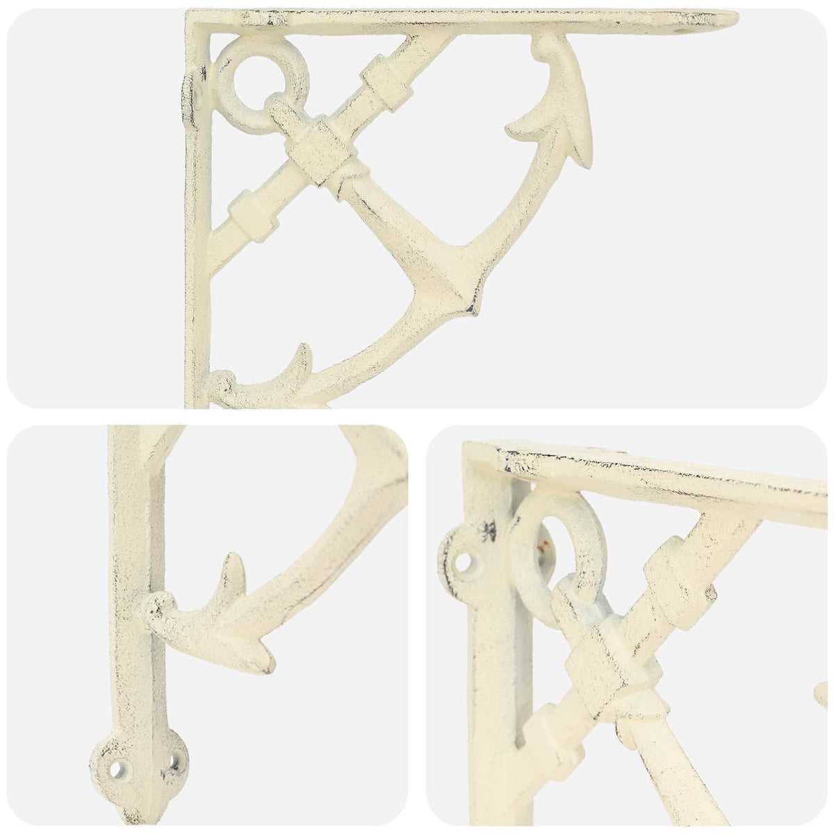 Wall Shelf Brackets 12 pcs Antique White 14.5 x 14.5 x 3.5 cm