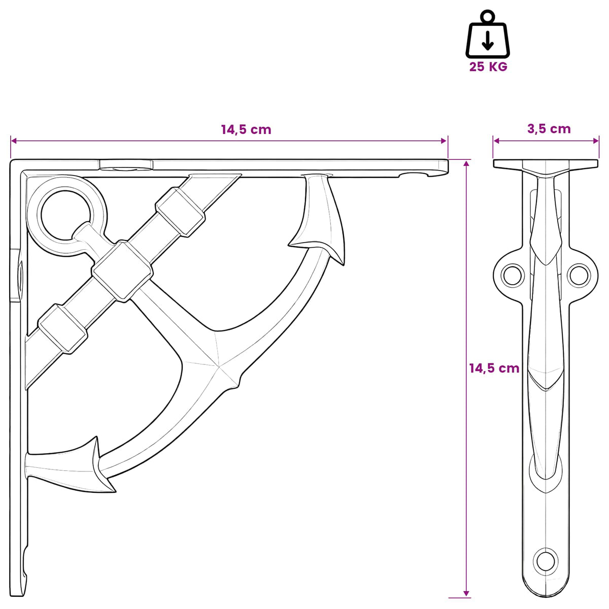 Wall Shelf Brackets 12 pcs Antique White 14.5 x 14.5 x 3.5 cm