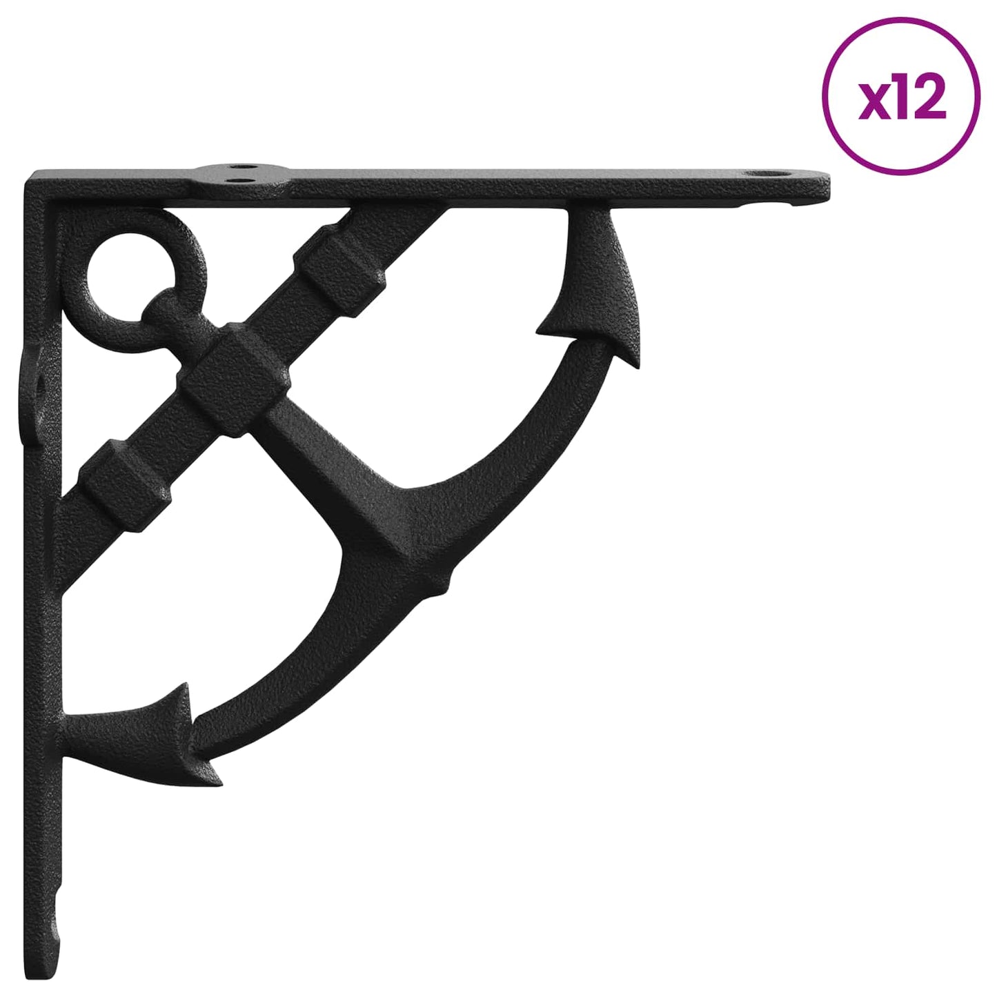 Wall Shelf Brackets 12 pcs Black 14.5 x 14.5 x 3.5 cm Steel