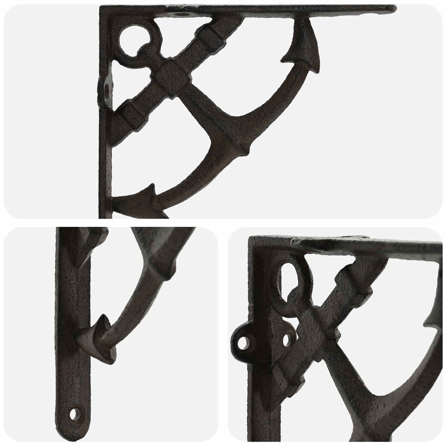 Wall Shelf Brackets 2 pcs Antique Brown 21 x 21 x 3.5 cm Steel