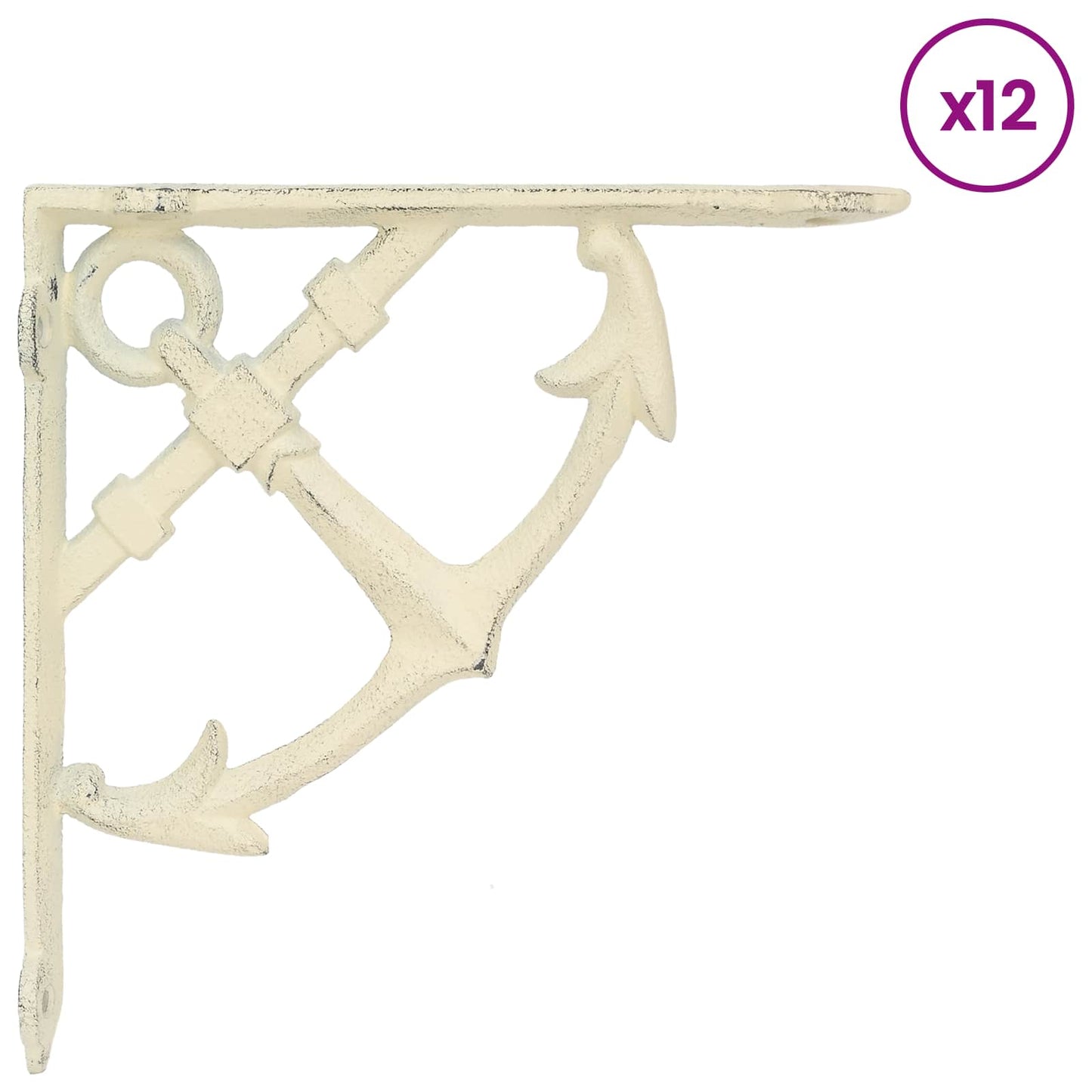 Wall Shelf Brackets 12 pcs Antique White 21 x 21 x 3.5 cm Steel