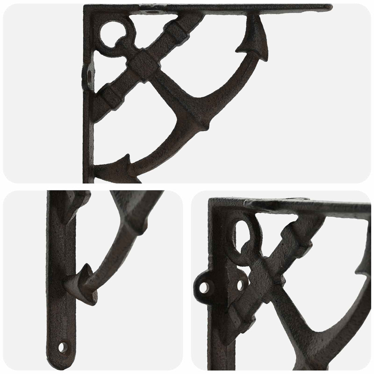 Wall Shelf Brackets 12 pcs Antique Brown 21 x 21 x 3.5 cm Steel