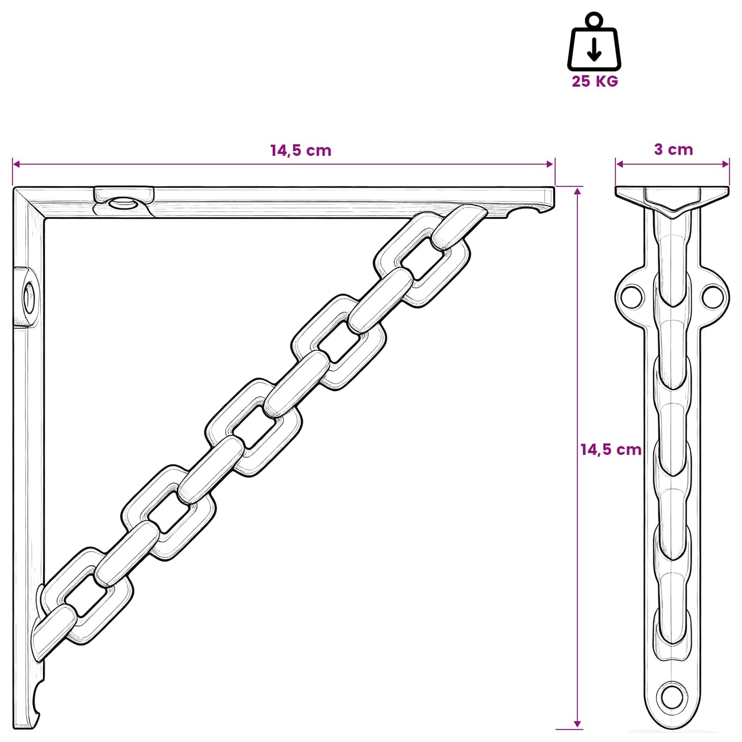 Wall Shelf Brackets 12 pcs Antique White 14.5 x 14.5 x 3 cm
