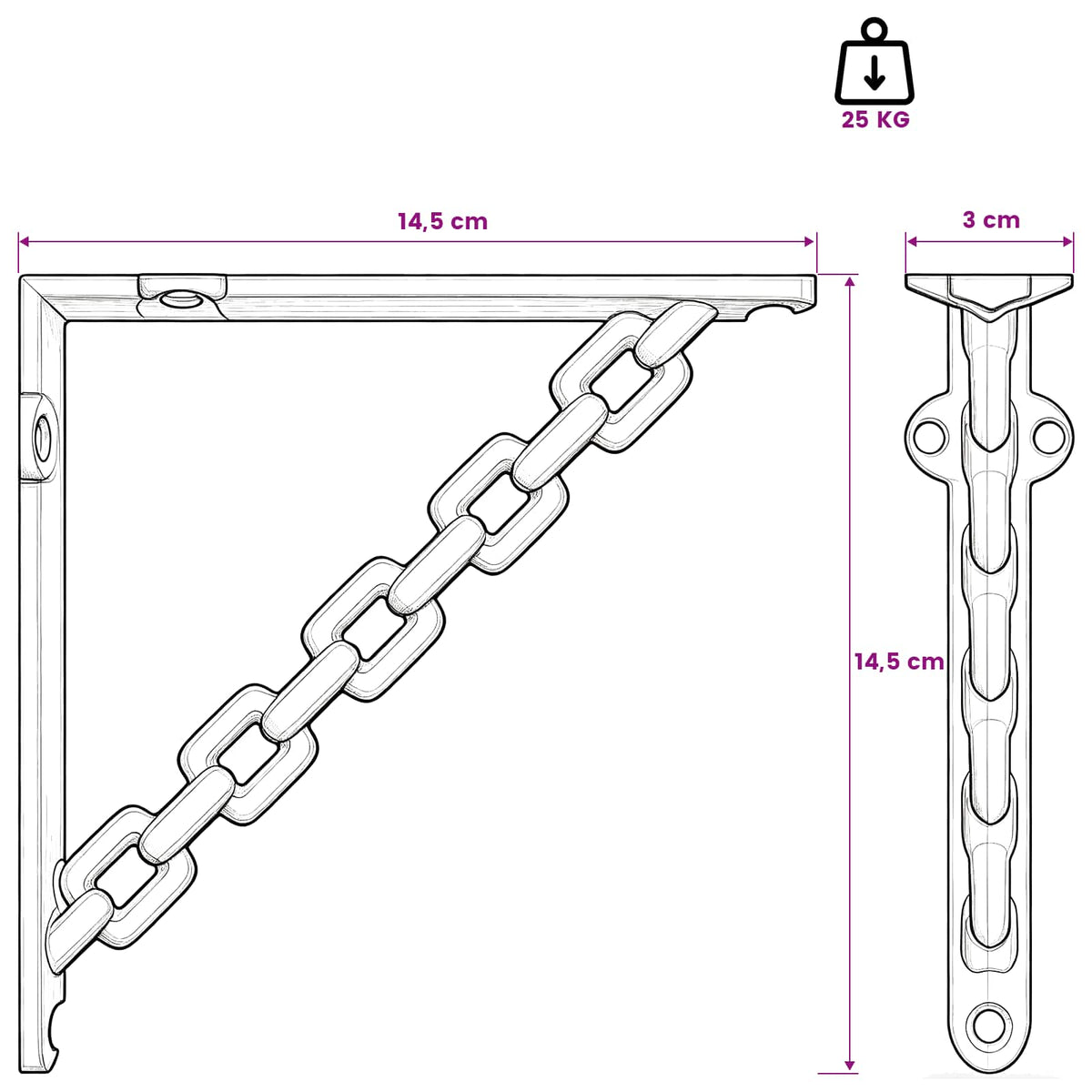 Wall Shelf Brackets 12 pcs Black 14.5 x 14.5 x 3 cm Steel