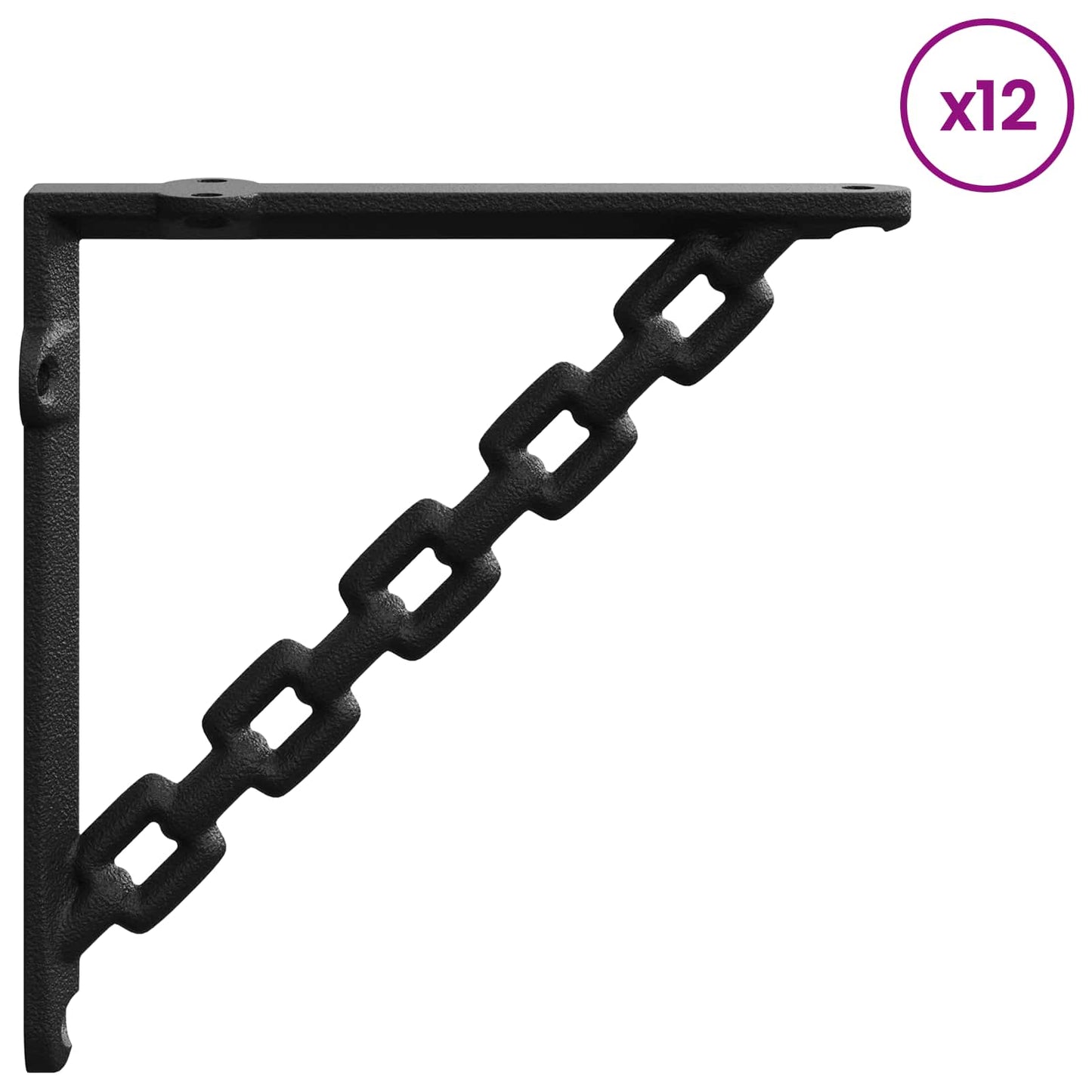 Wall Shelf Brackets 12 pcs Black 14.5 x 14.5 x 3 cm Steel
