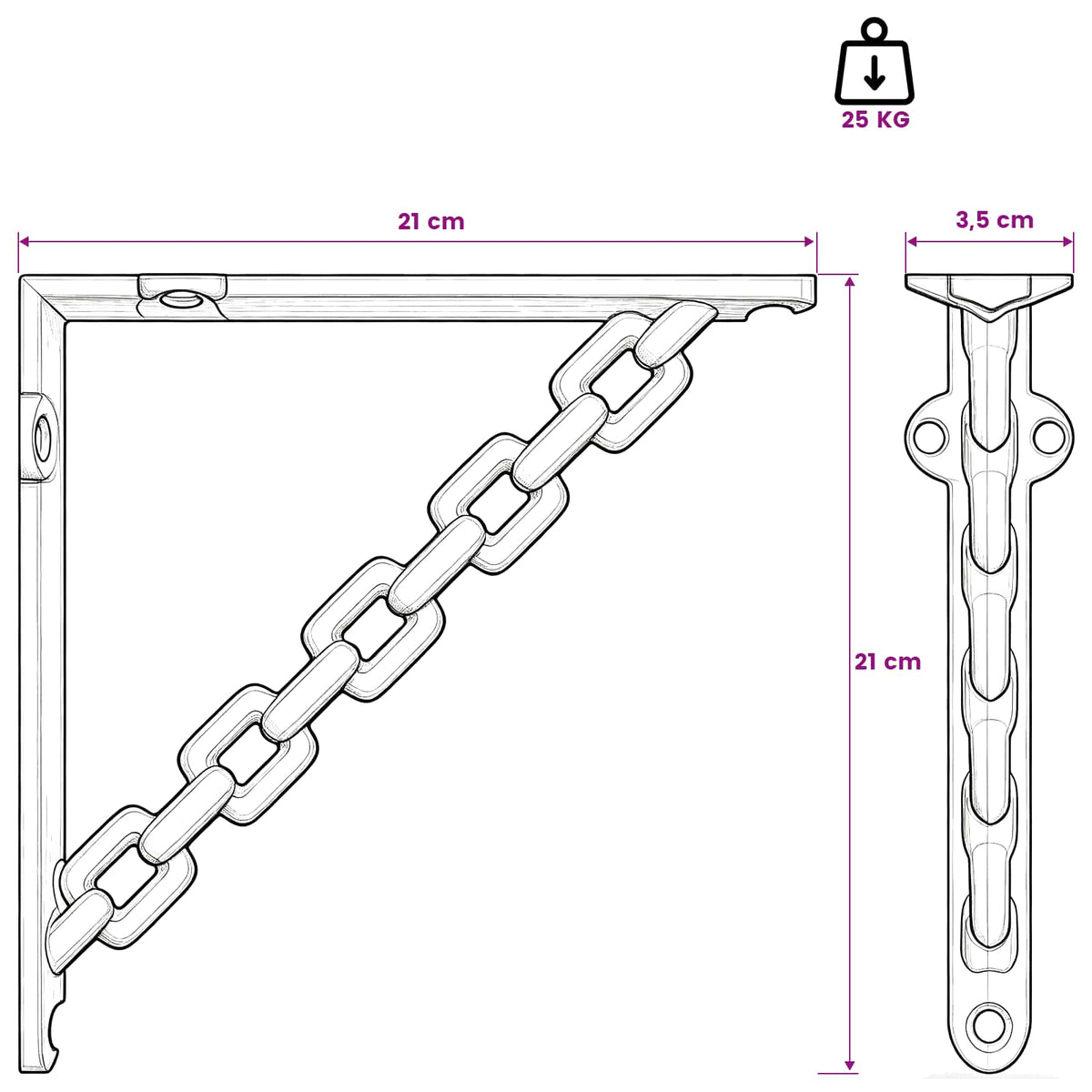 Wall Shelf Brackets 12 pcs Antique Brown 21 x 21 x 3.5 cm Steel