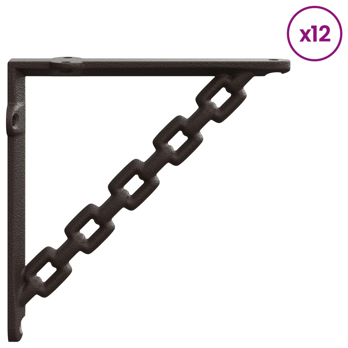 Wall Shelf Brackets 12 pcs Antique Brown 21 x 21 x 3.5 cm Steel
