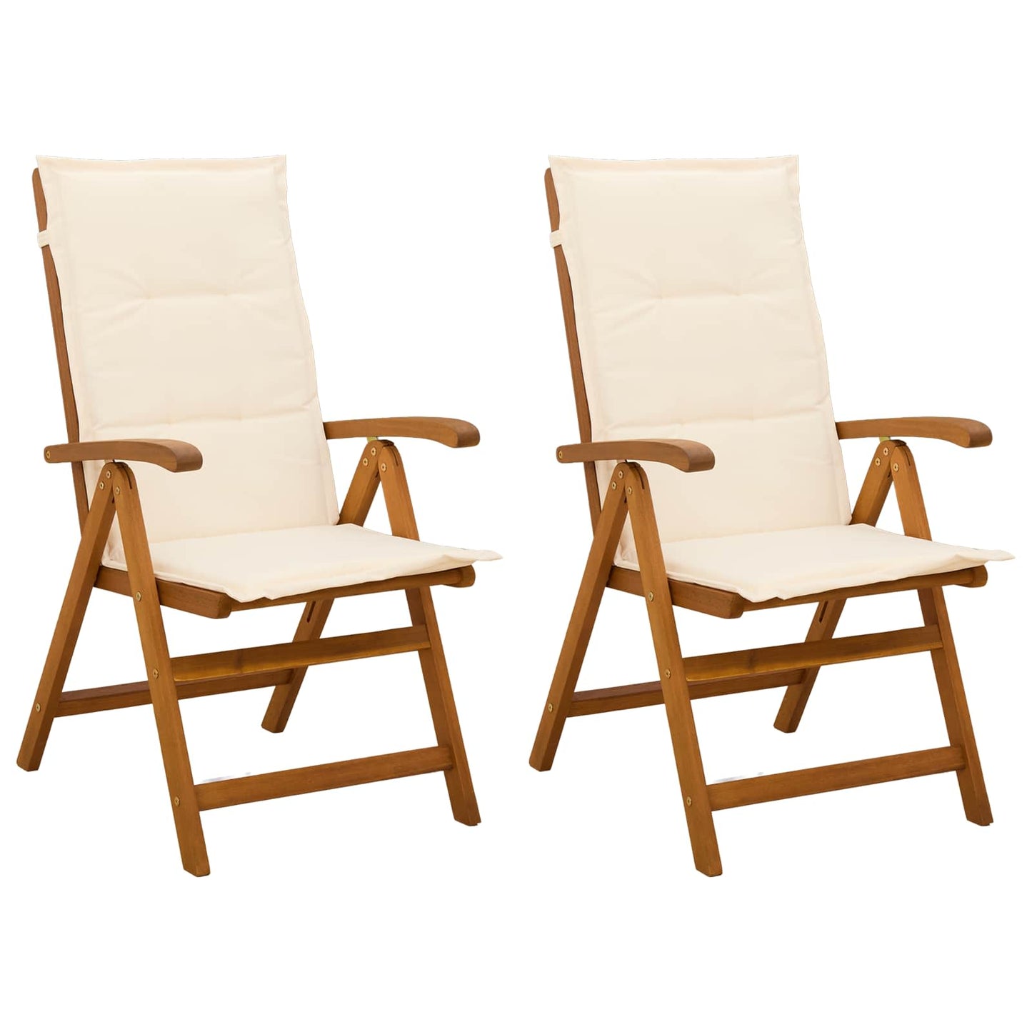 Reclining Garden Chairs 2 pcs Natural Solid Acacia Wood