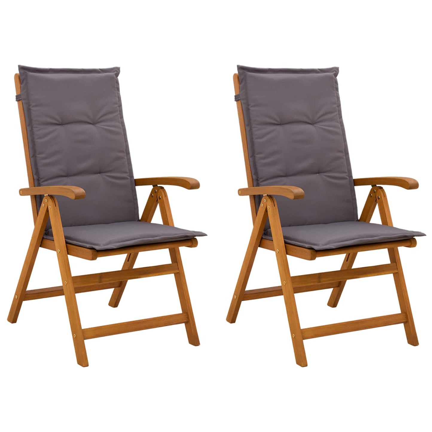 Reclining Garden Chairs 2 pcs Natural Solid Acacia Wood